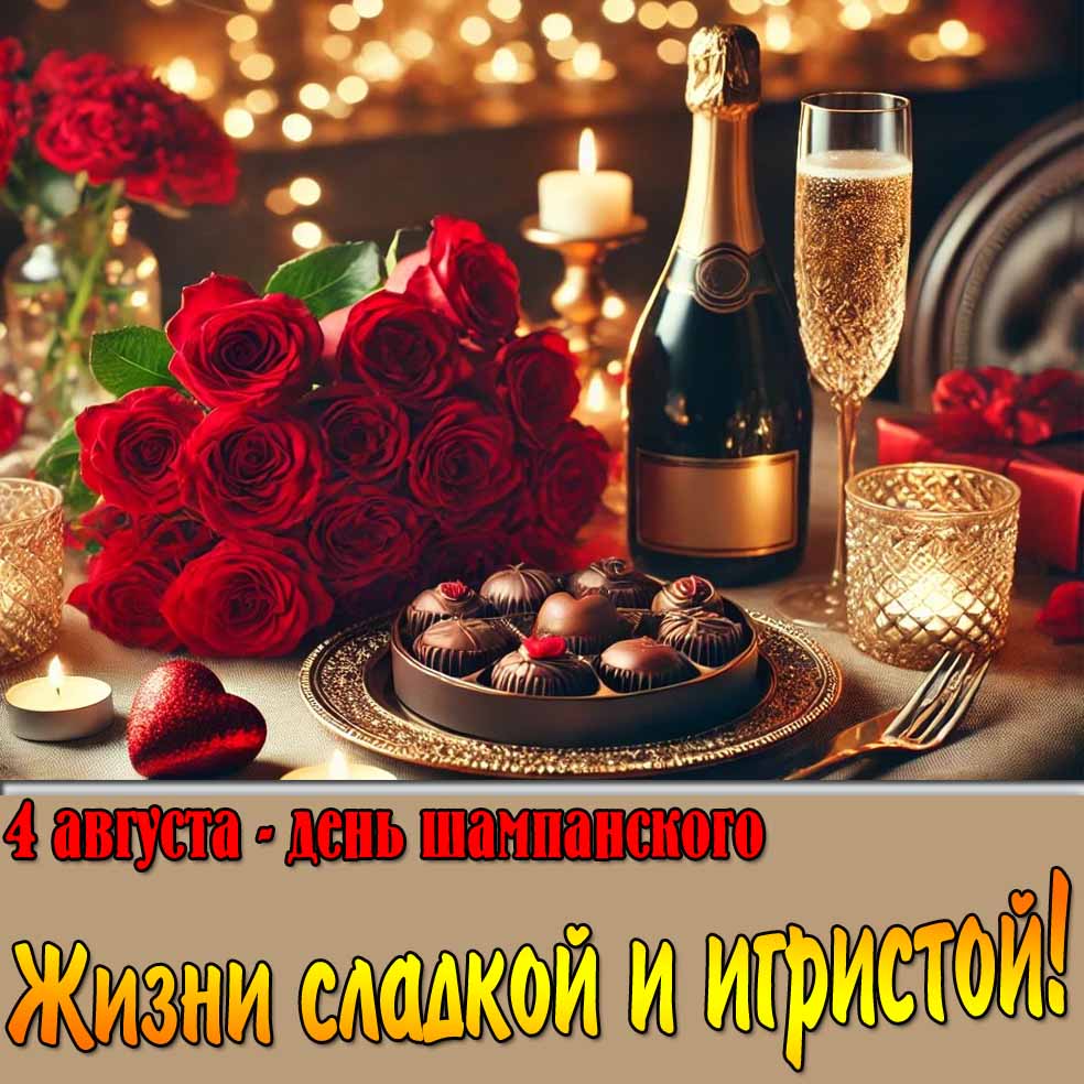 Красивая открытка на день шампанского с пожеланием