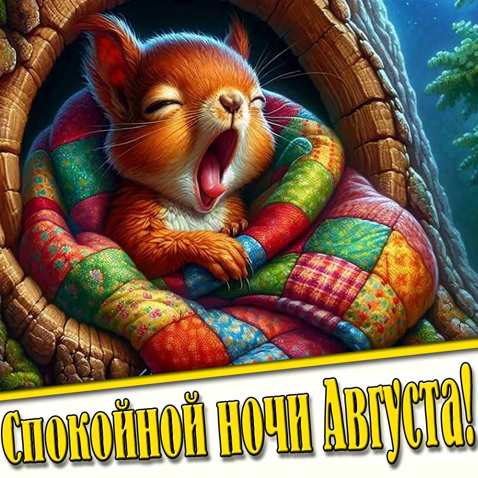 Смешная открытка спокойной ночи августа