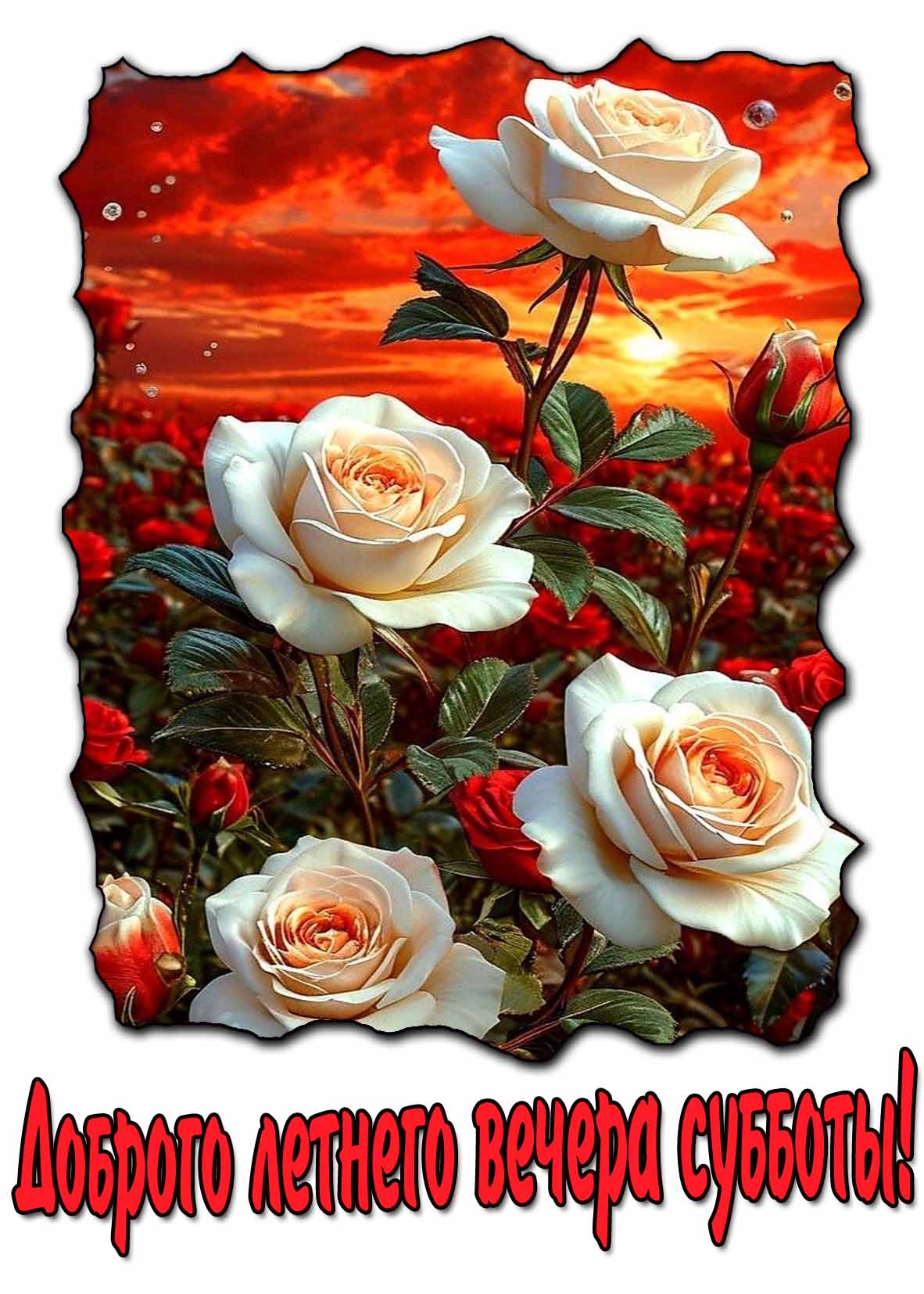 Доброго летнего вечера субботы! - картинка с розами