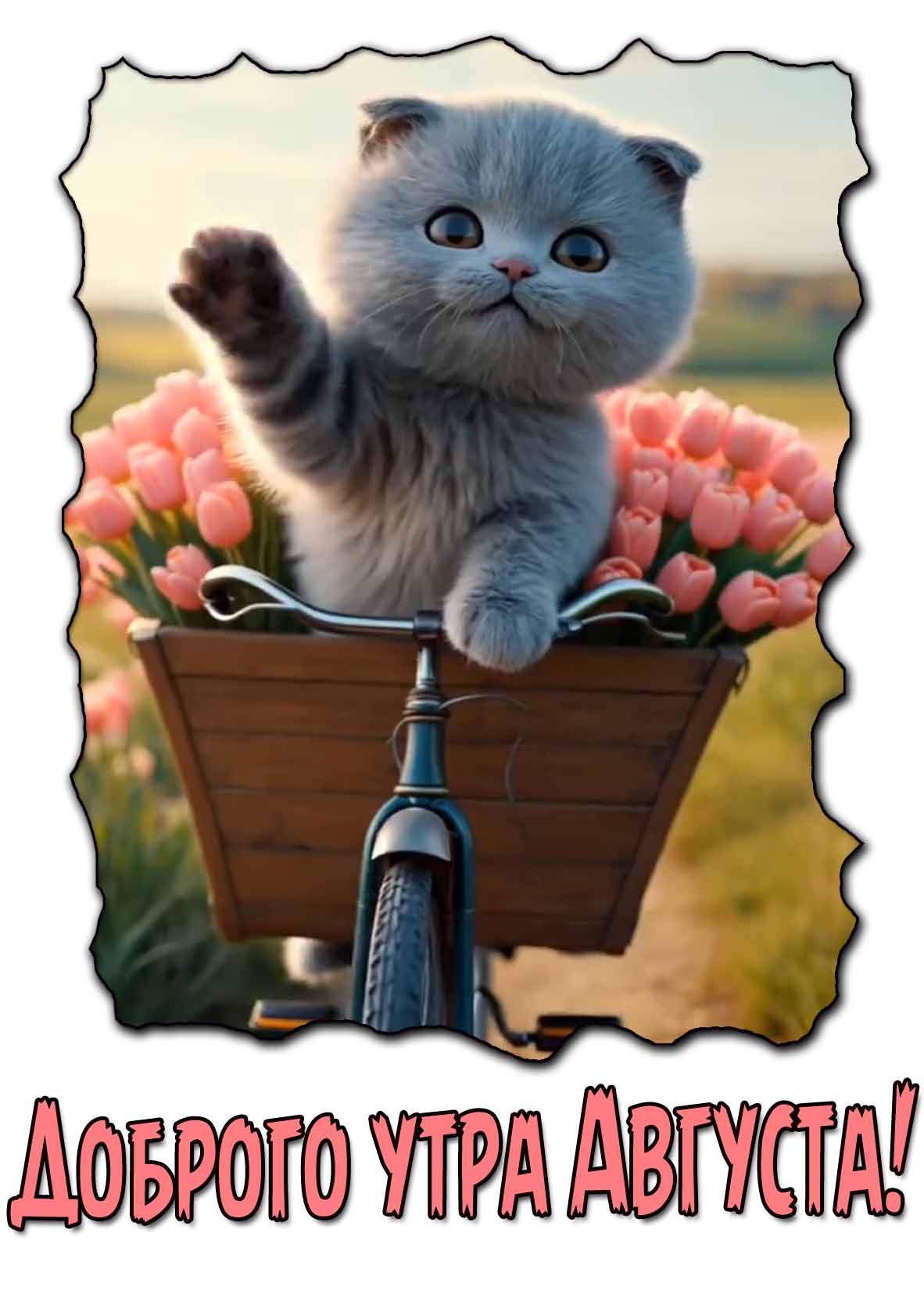 Доброго утра августа! - прикольная открытка с котом