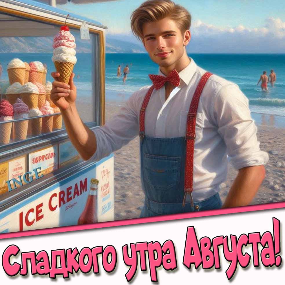 Сладкого утра августа! - креативная открытка