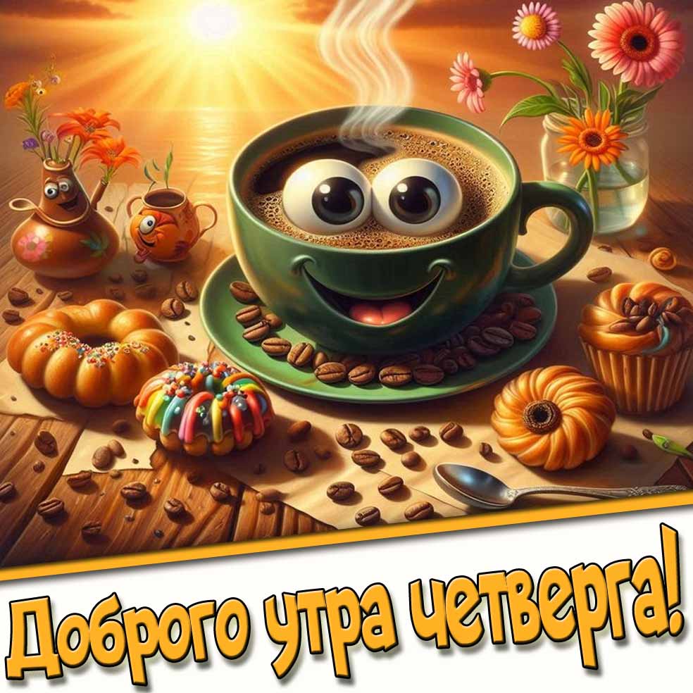 Доброго утра четверга! - картинка с кофе
