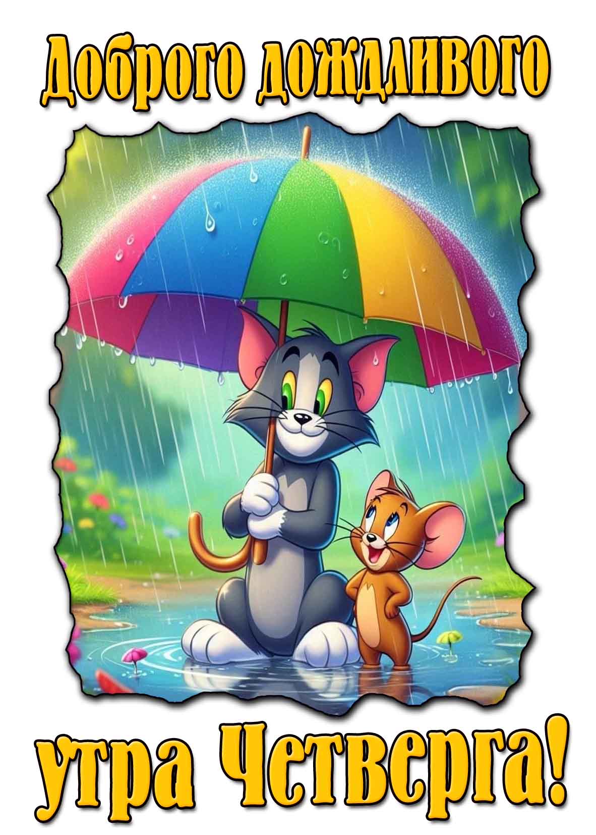 Мультяшная картинка доброго дождливого утра четверга