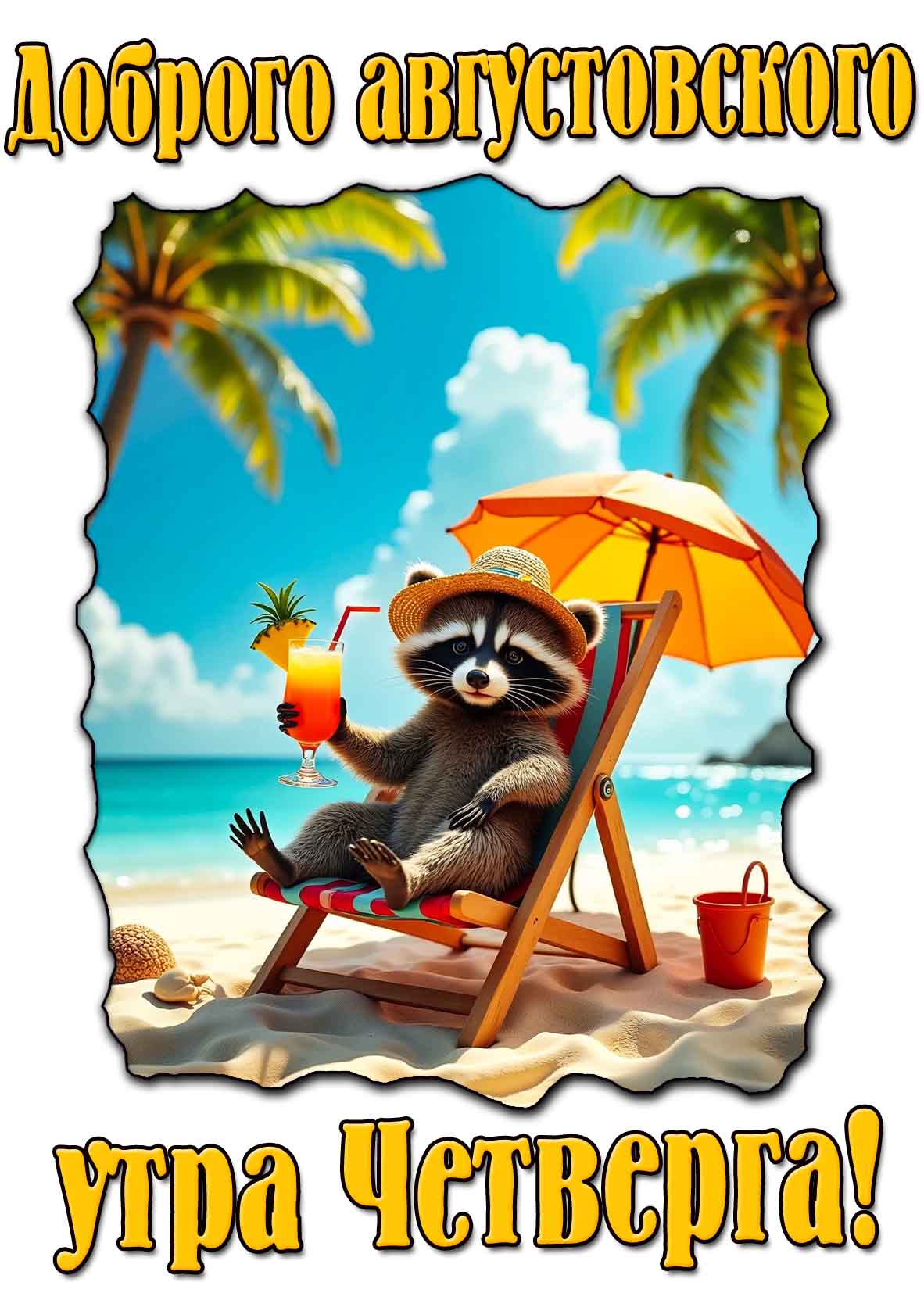Доброго августовского утра четверга! - картинка с енотом