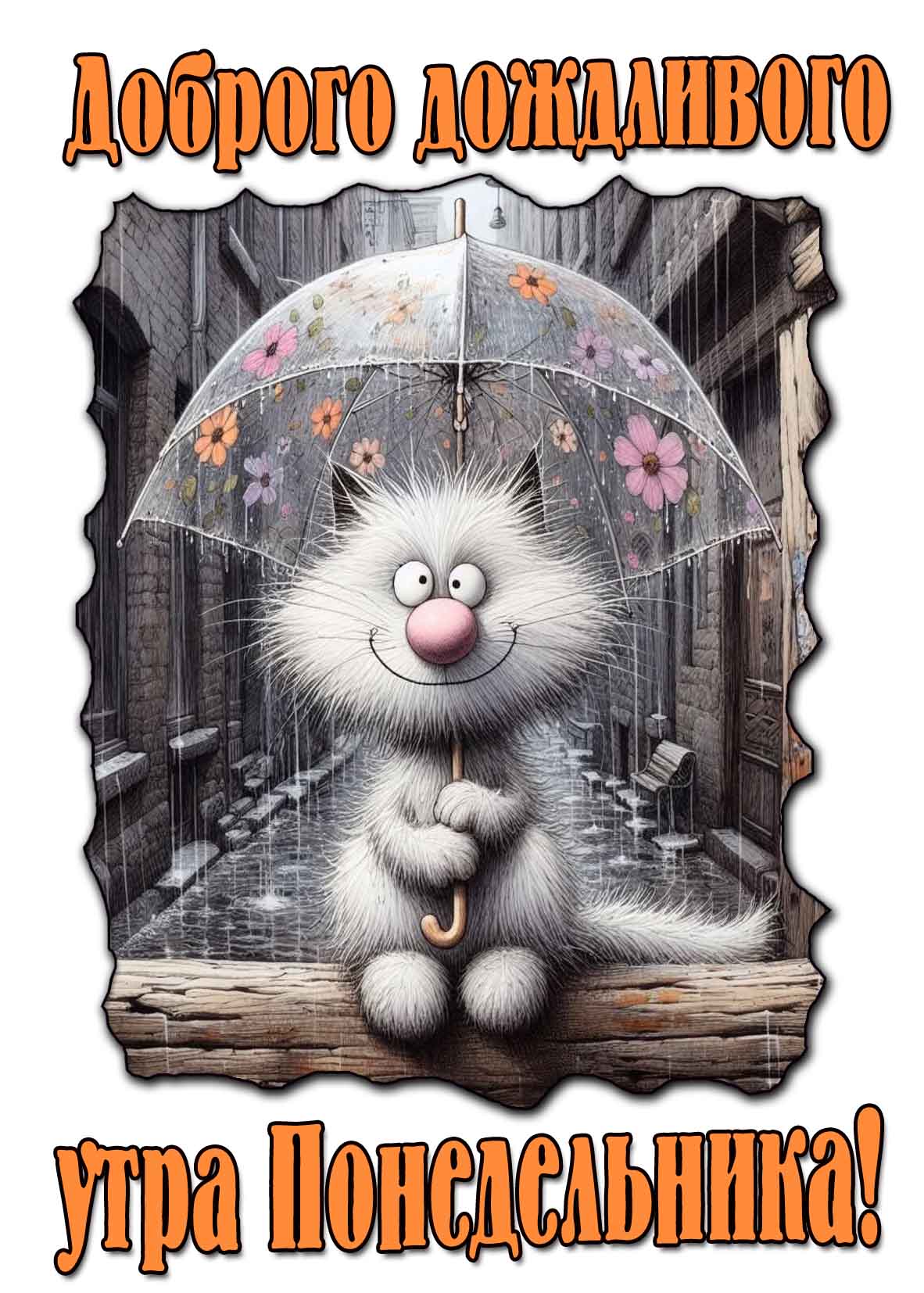 Открытка доброго дождливого утра понедельника
