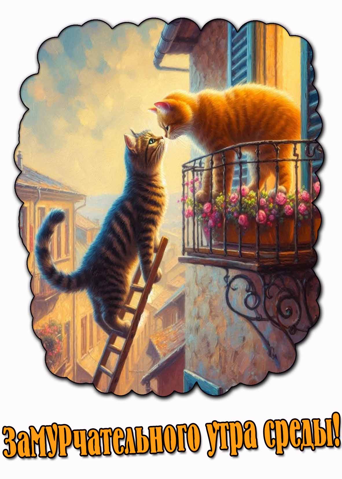 ЗаМУРчательного утра Среды! - прикольная открытка с кошками