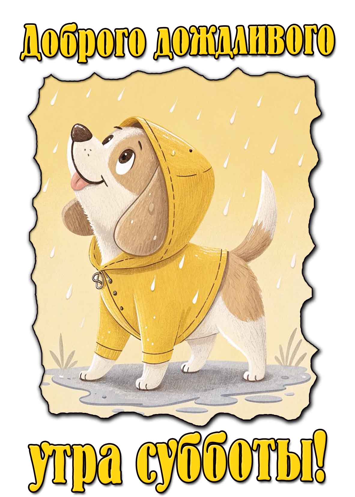 Доброго дождливого утра субботы! - картинка с собакой