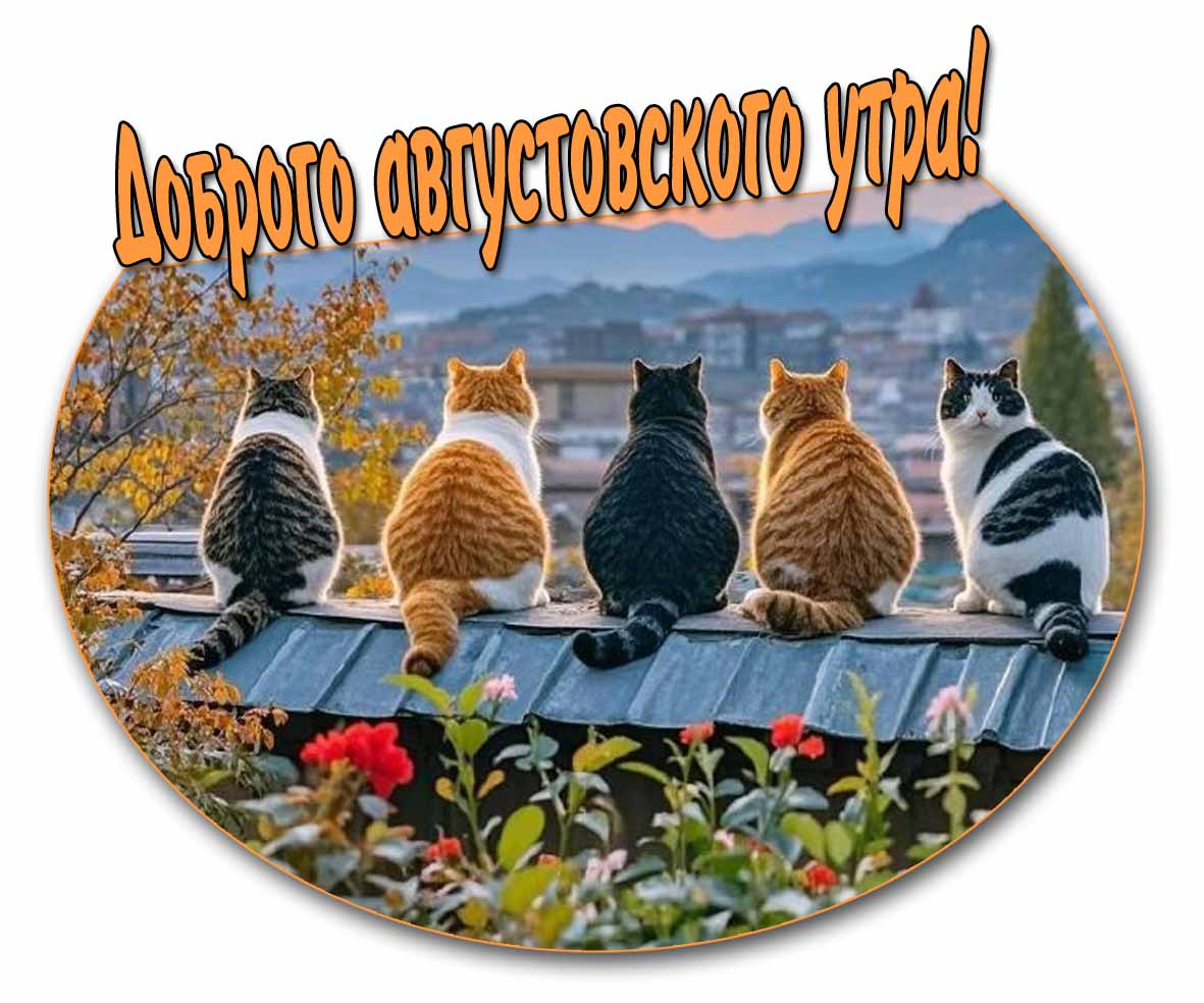 Доброго августовского утра! - прикольная картинка с котами