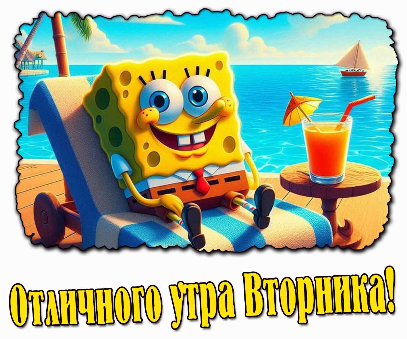 Мультяшная открытка отличного утра вторника