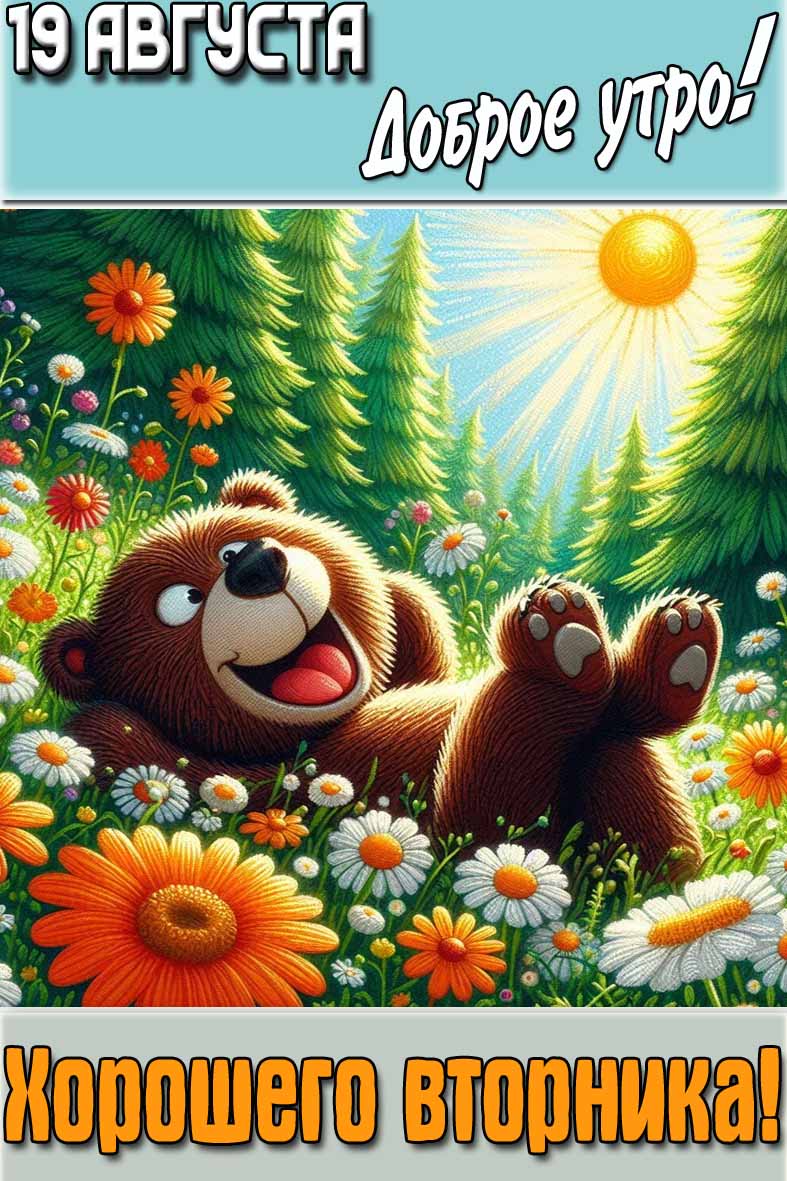 Летняя картинка "19 августа доброе утро! Хорошего вторника!"