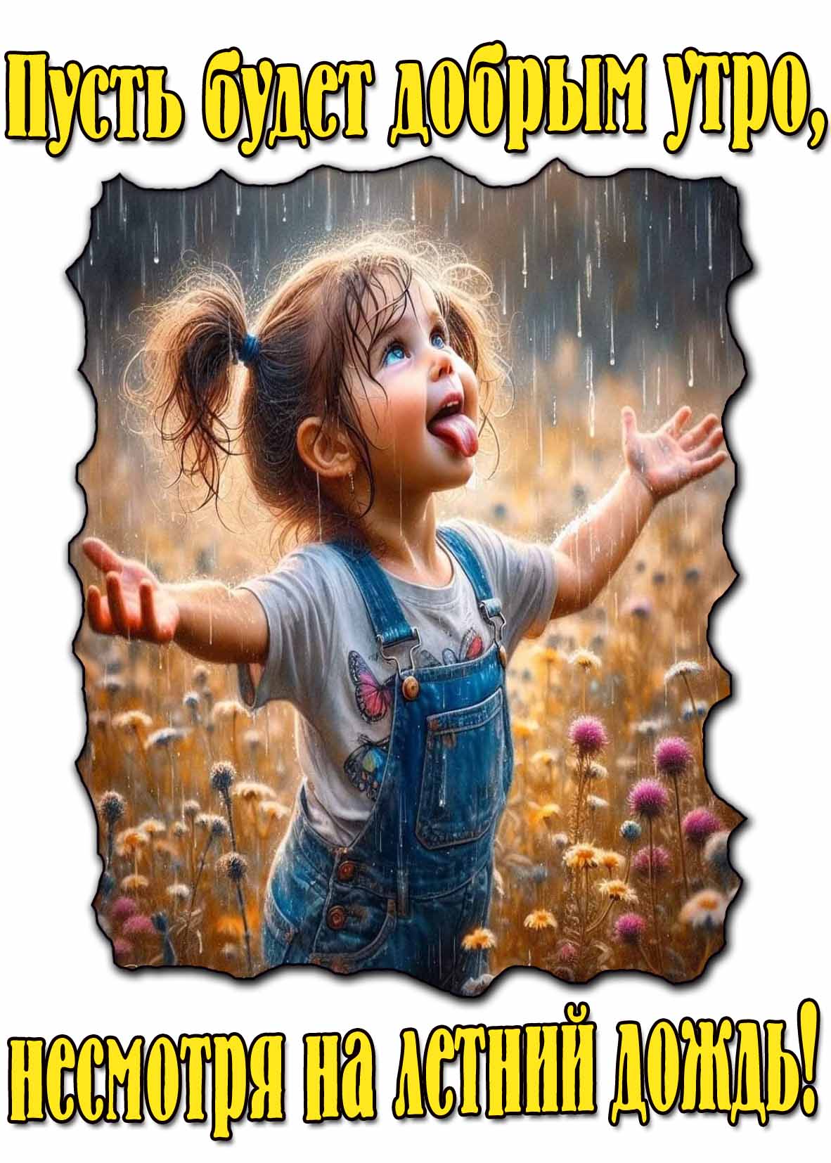 Картинка пусть будет добрым утро, несмотря на летний дождь!