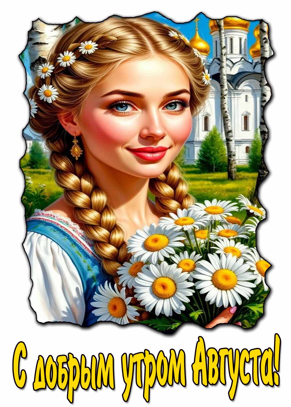 Красивая открытка с добрым утром Августа