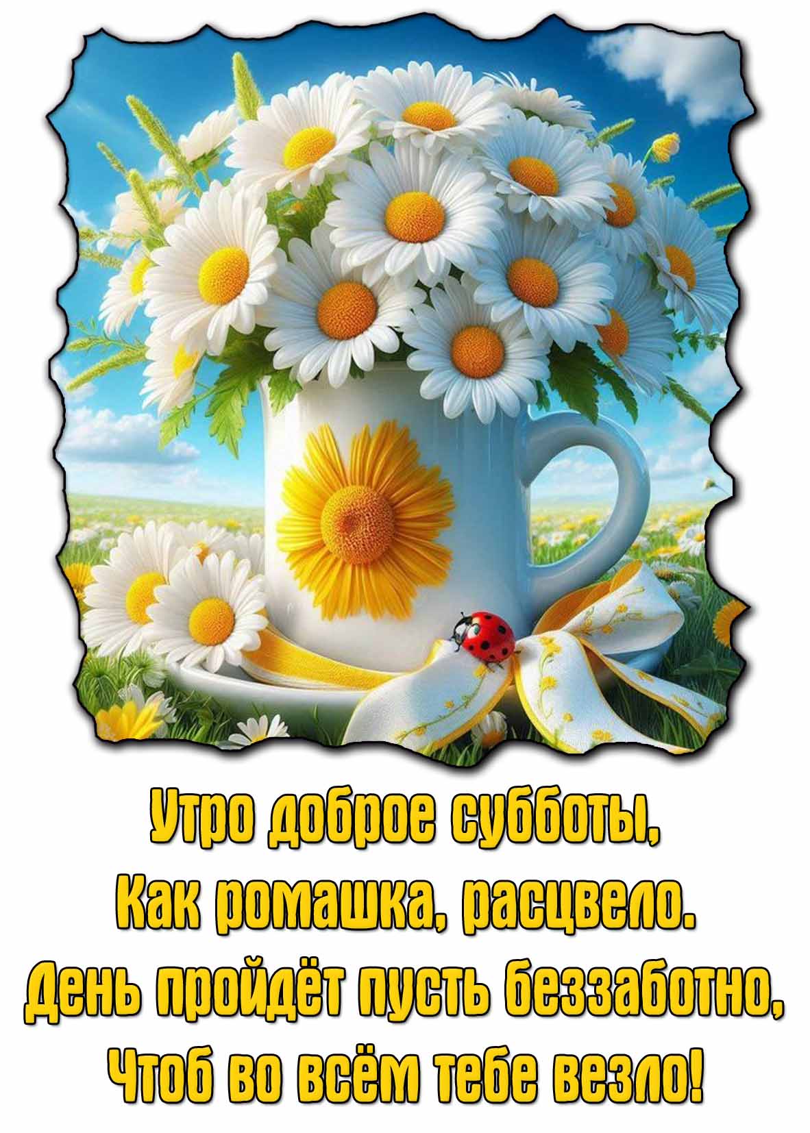 Картинка со стихотворением "Утро доброе субботы!"