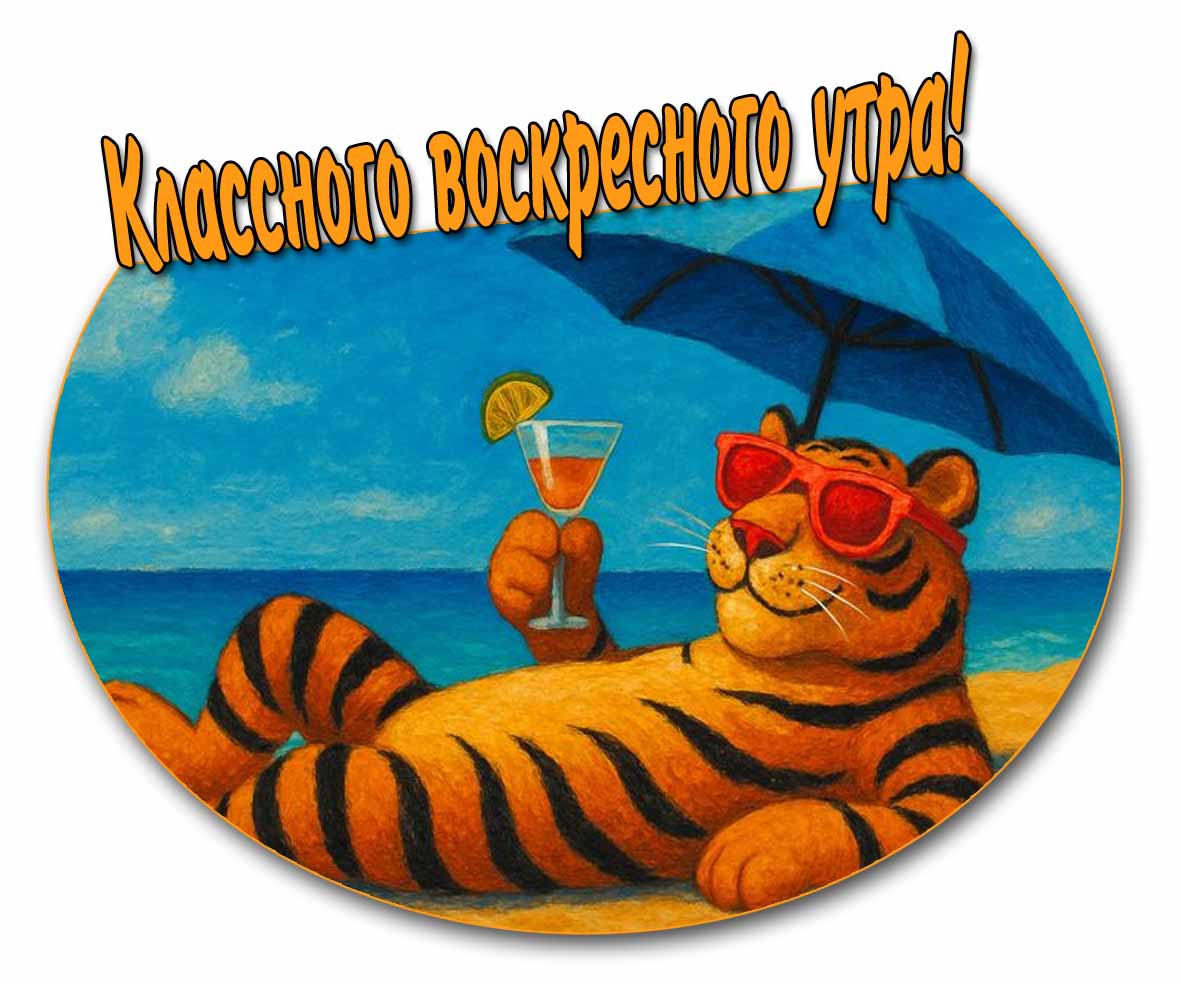 Классного воскресного утра! - прикольная картинка с тигром