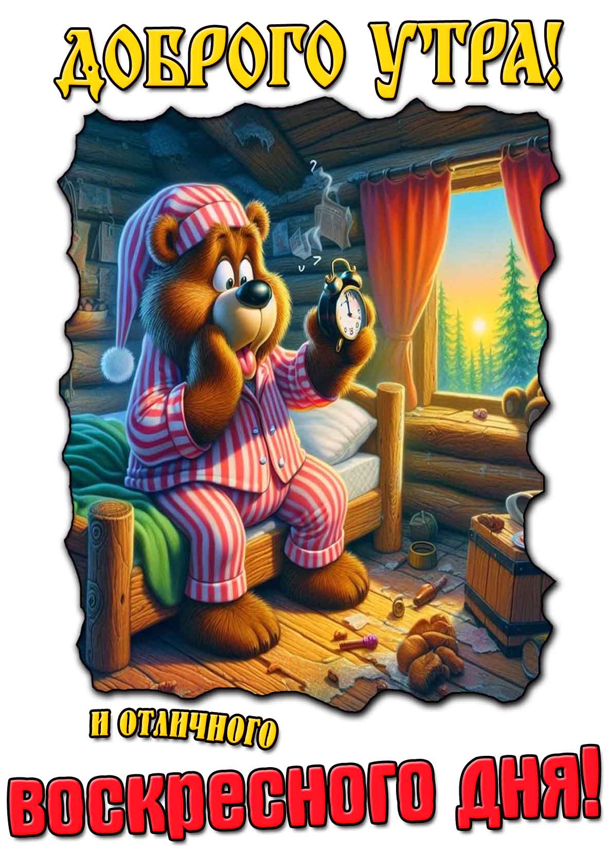 Открытка "Доброго утра! И отличного воскресного дня!"