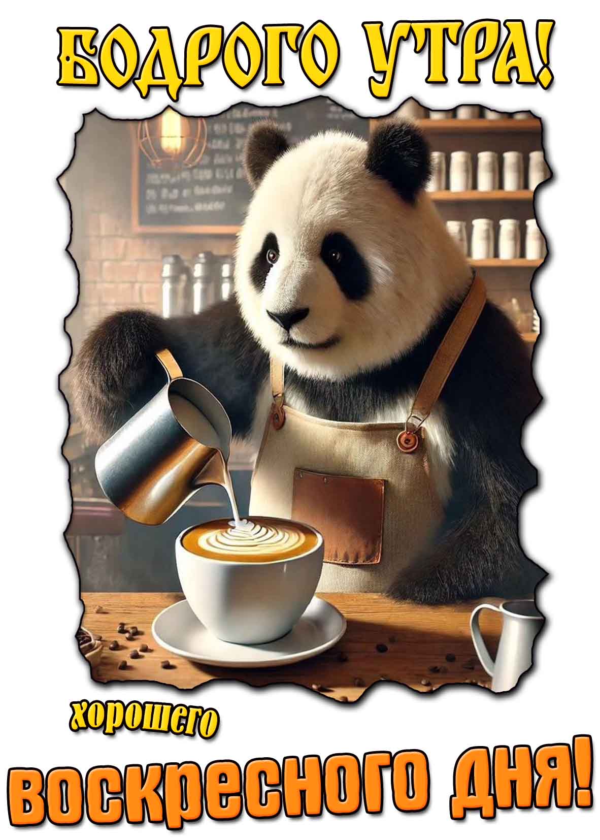 Прикольная открытка "Бодрого утра! Хорошего воскресного дня!"