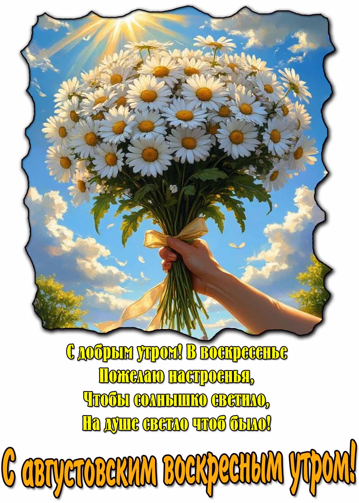 Картинка с августовским воскресным утром с пожеланиями