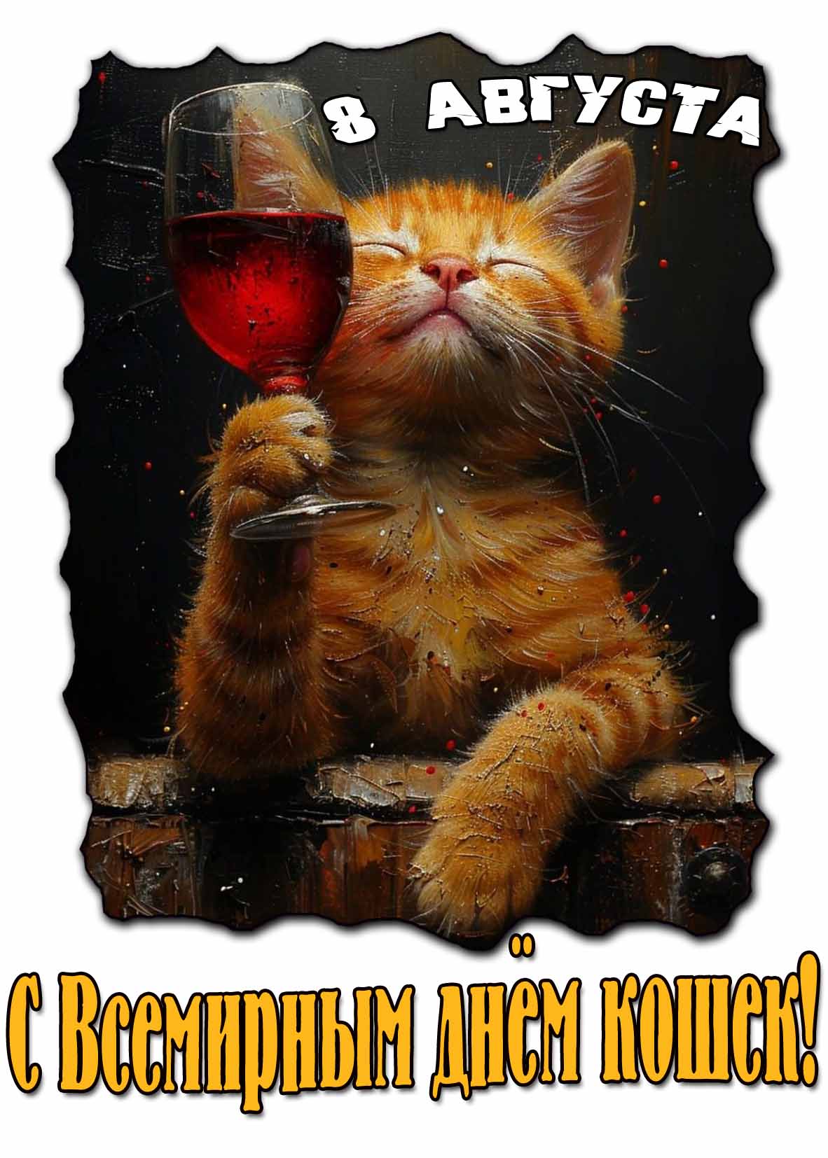 Прикольная открытка на Всемирный день кошек 8 августа