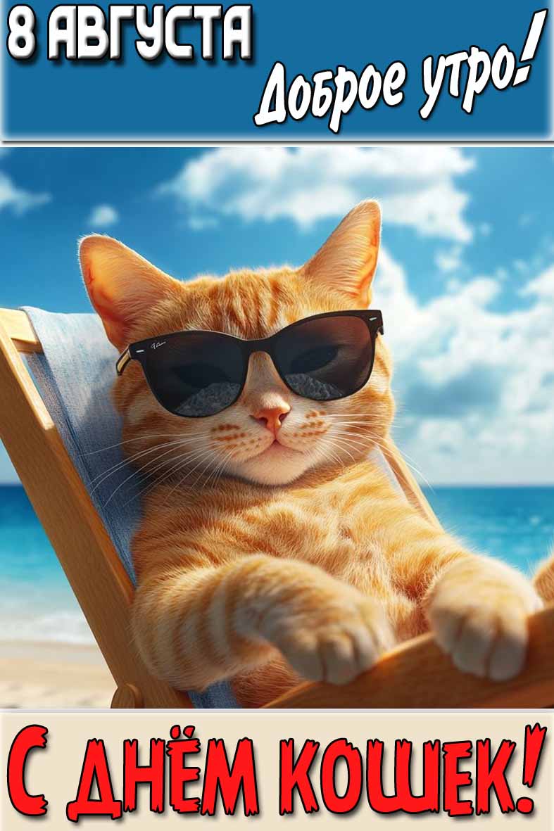 Картинка "8 августа доброе утро! С днём кошек!"