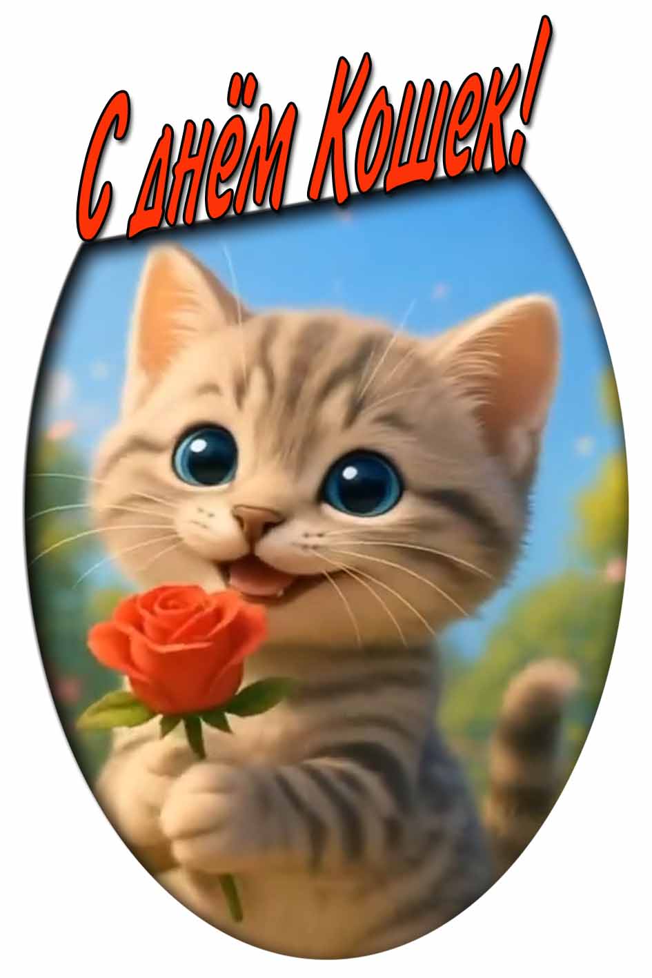 С днём кошек! - красивая открытка