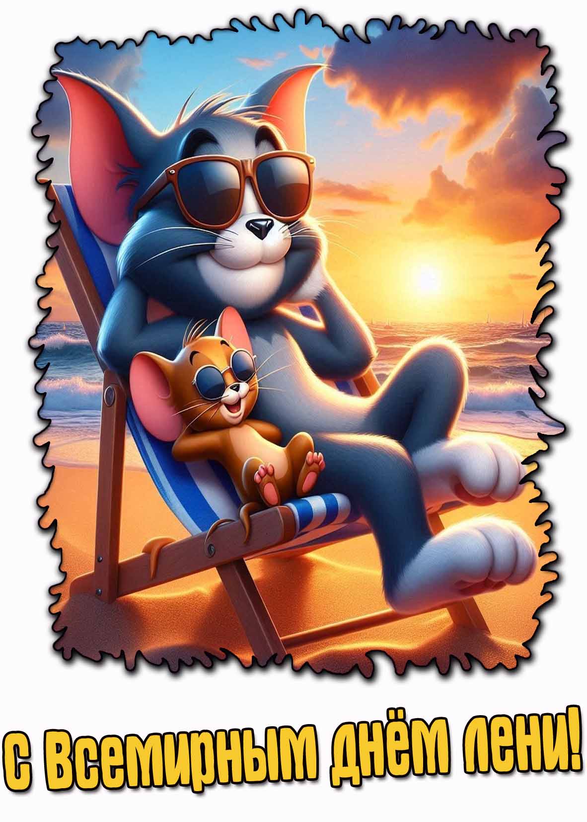 Прикольная мультяшная открытка на Всемирный день лени
