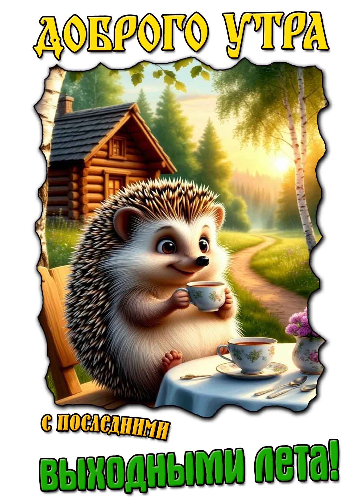 Открытка "Доброе утро! С последними выходными лета!"