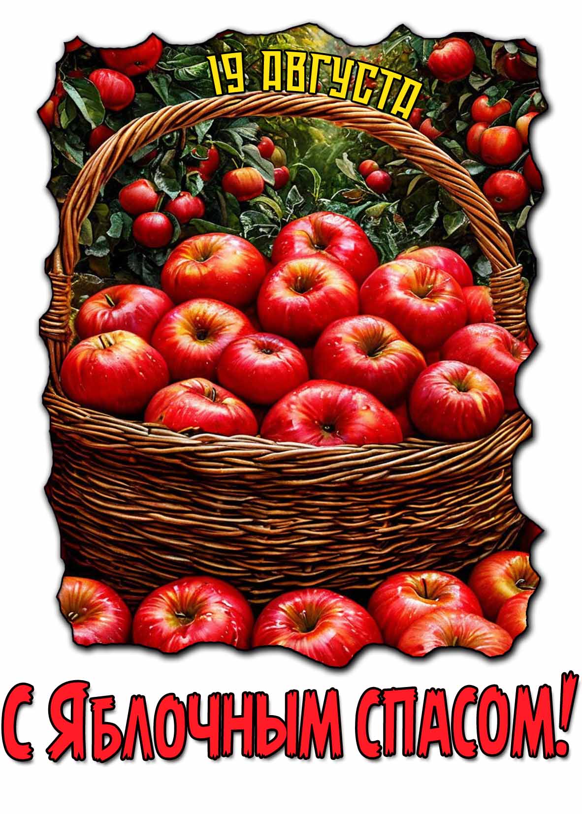 Красивая открытка на яблочный спас