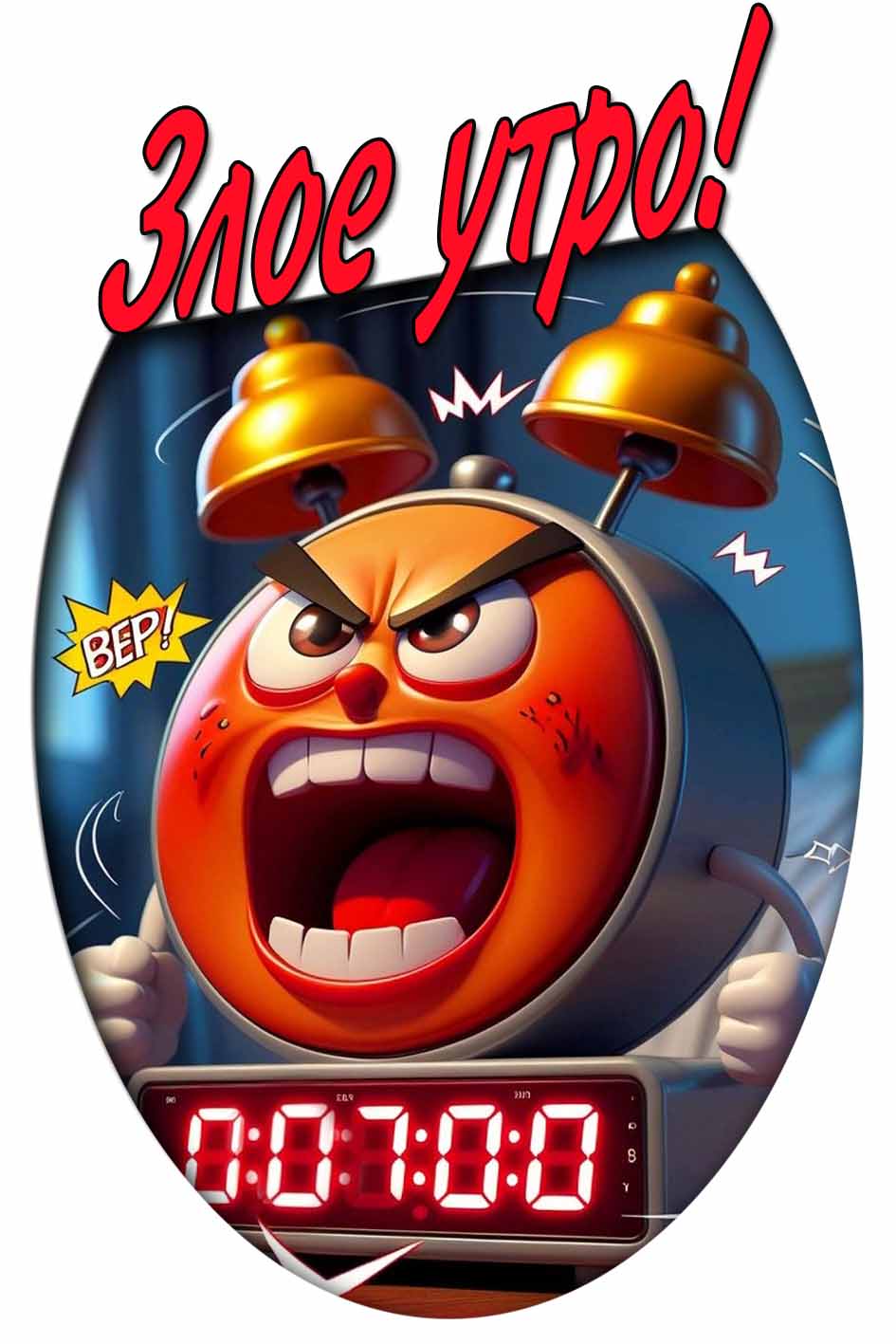Злое утро! - смешная картинка с будильником