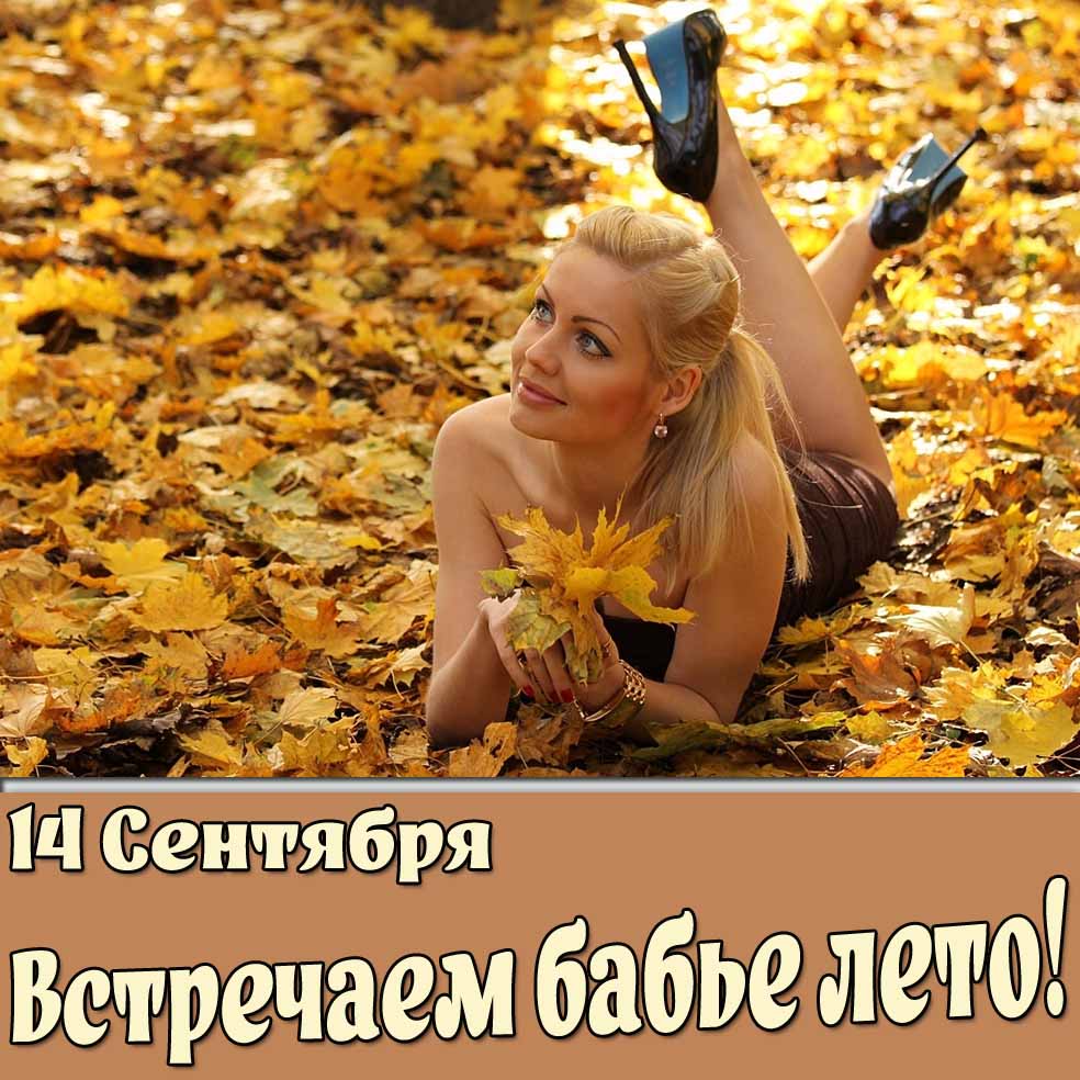 Открытка 14 сентября - встречаем бабье лето