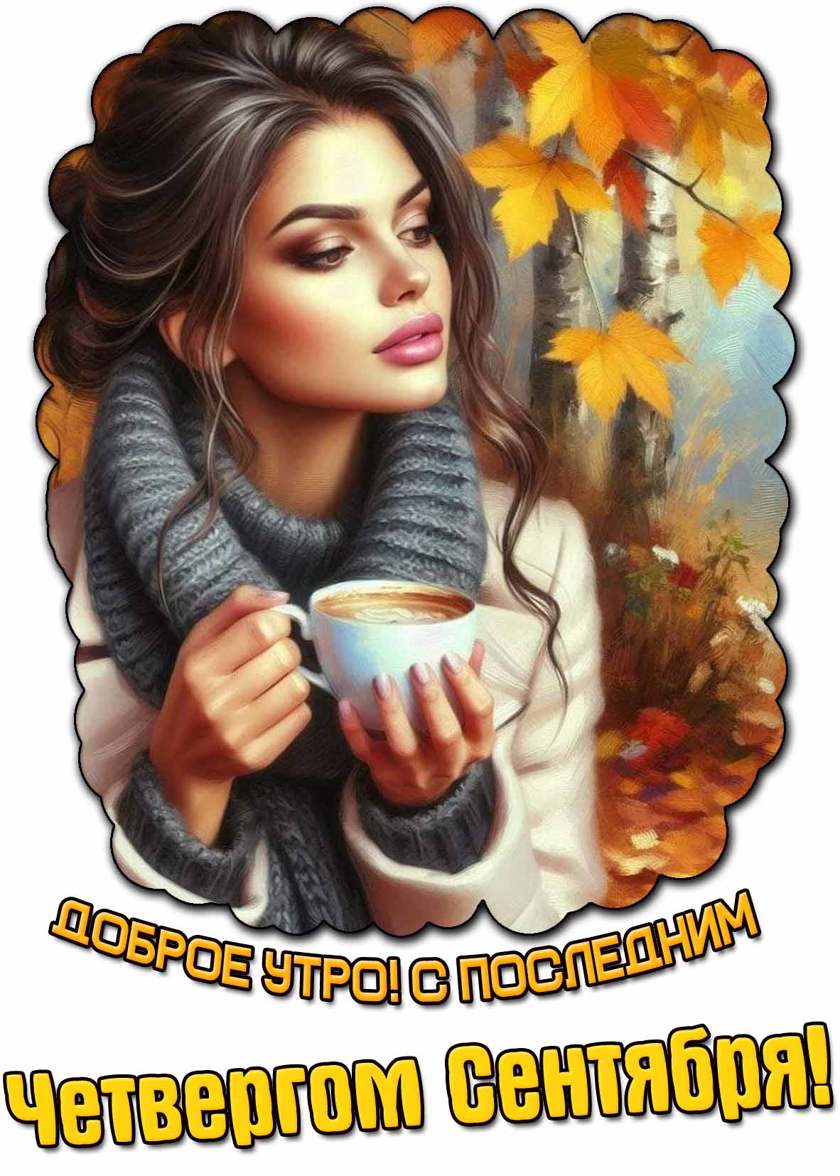 Открытка "Доброе утро! С последним четвергом сентября!"