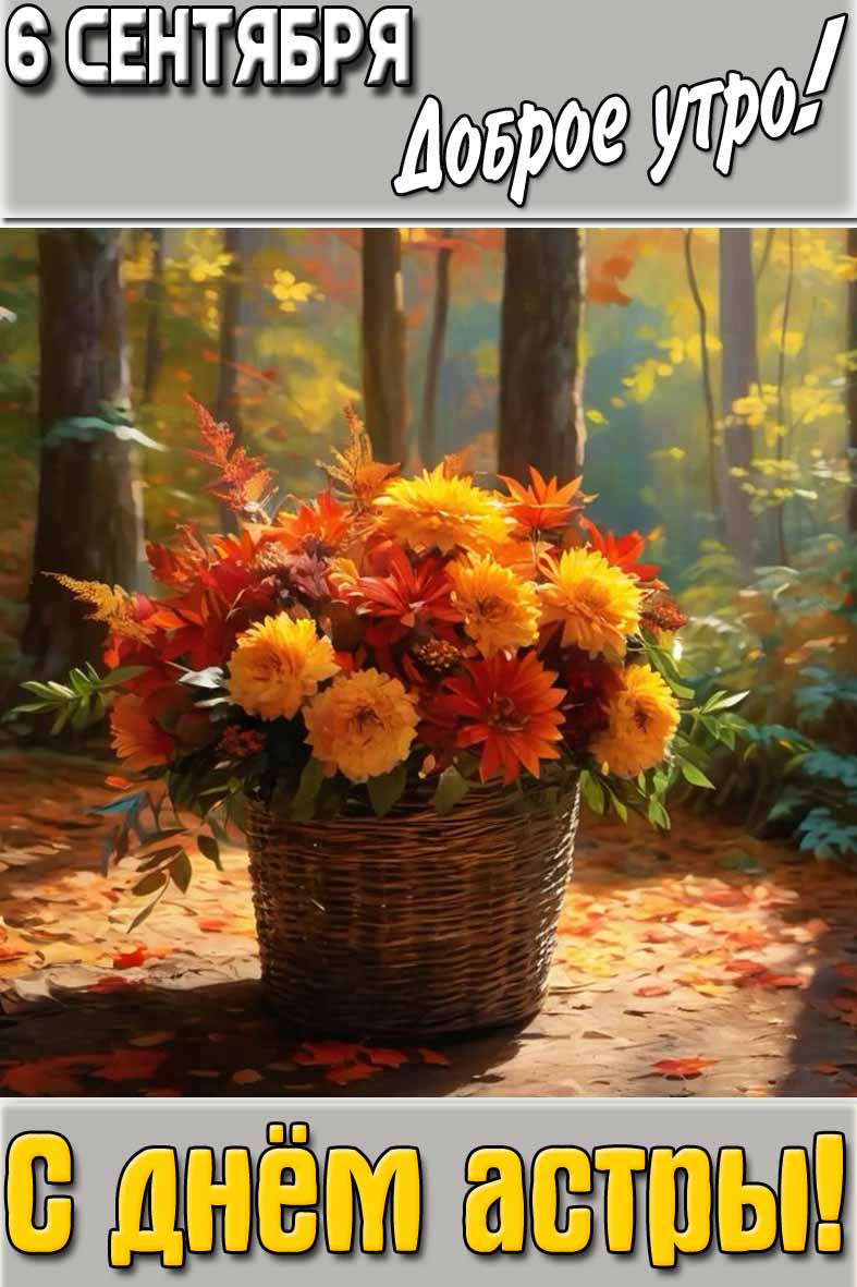 Осенняя открытка "6 сентября доброе утро! С днём астры!"