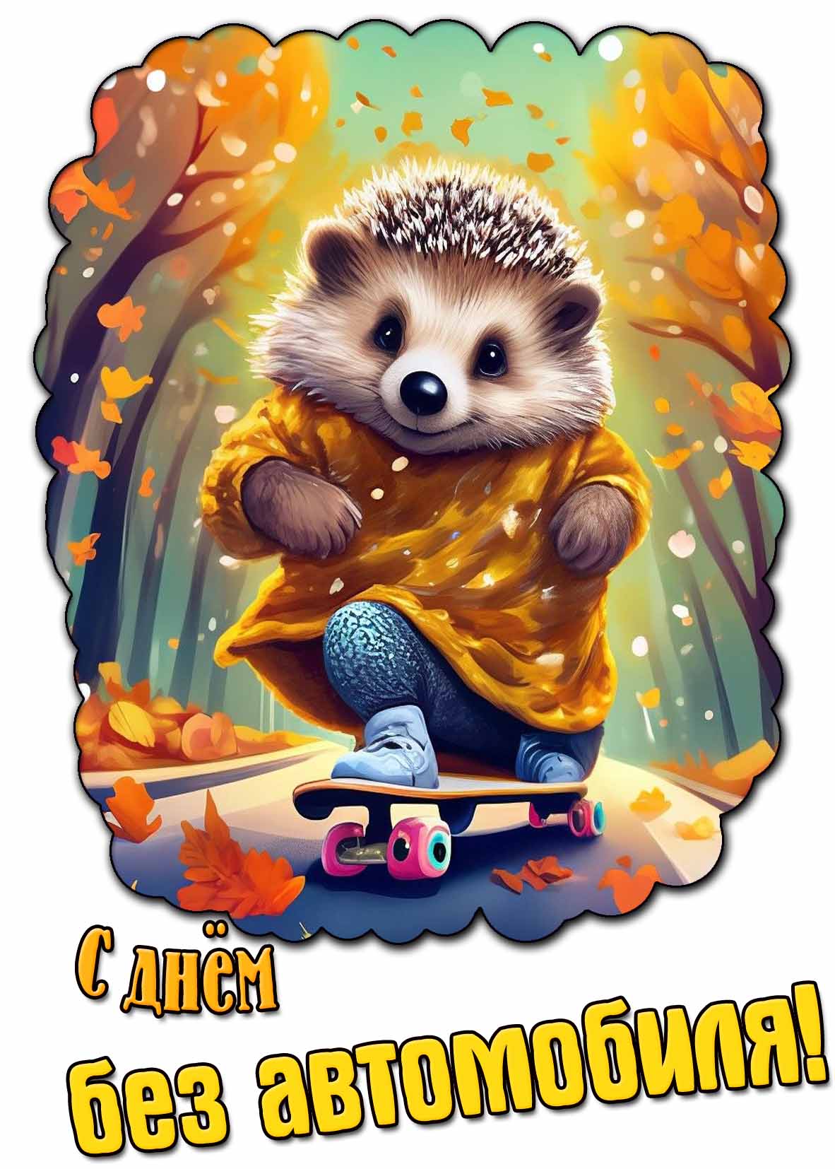 Прикольная открытка с днём без автомобиля