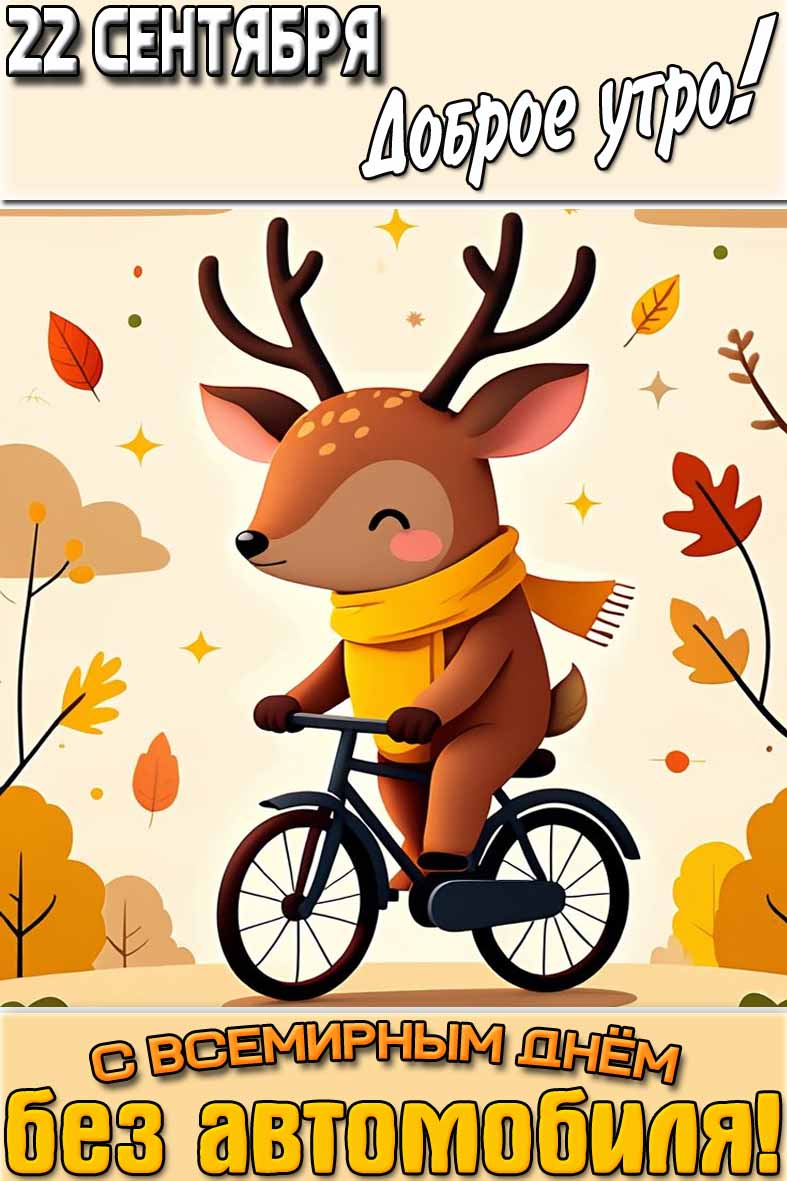 Открытка "22 сентября доброе утро! С Всемирным днём без автомобиля!"