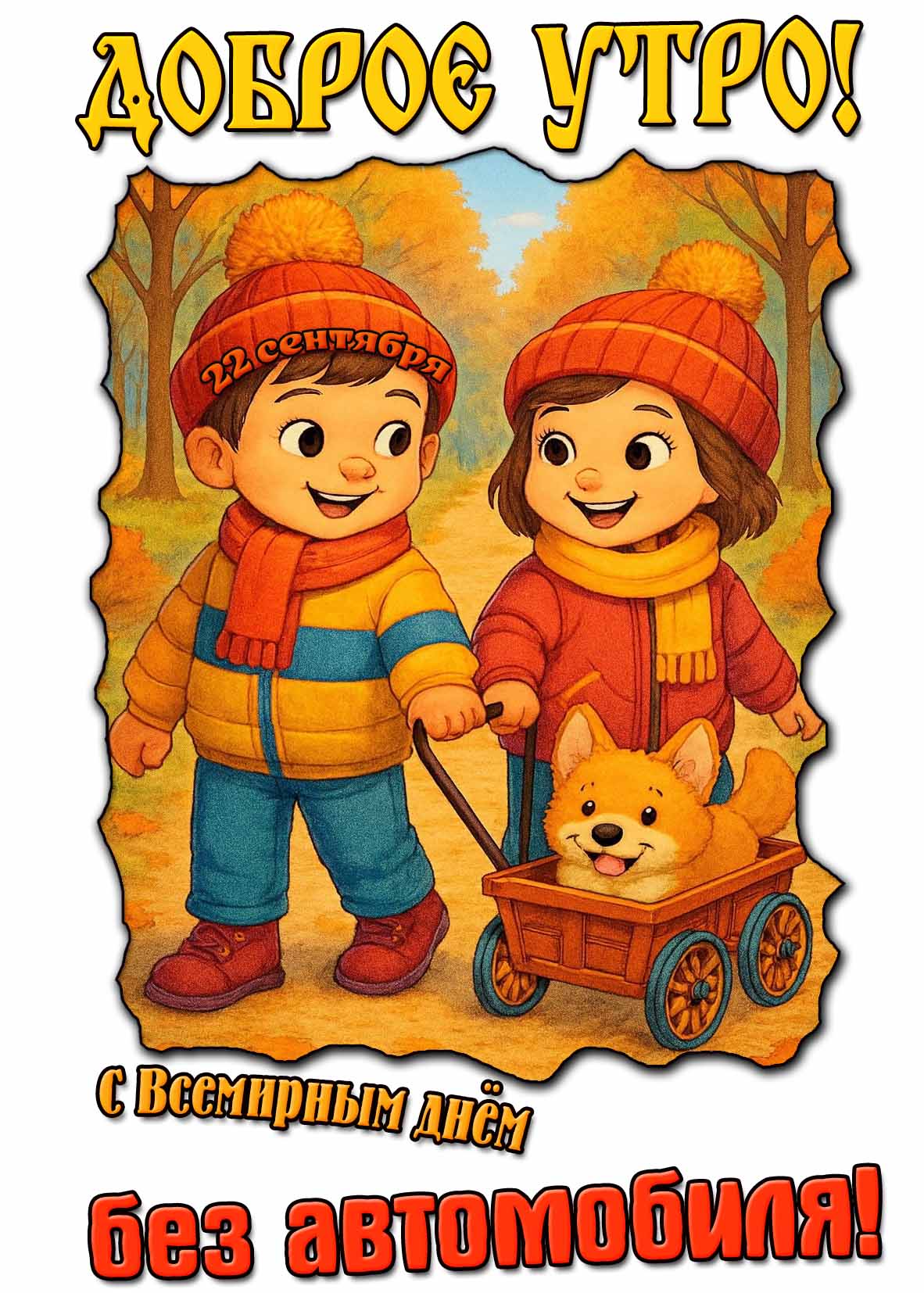Картинка "Доброе утро! С Всемирным днём без автомобиля!" - 22 сентября