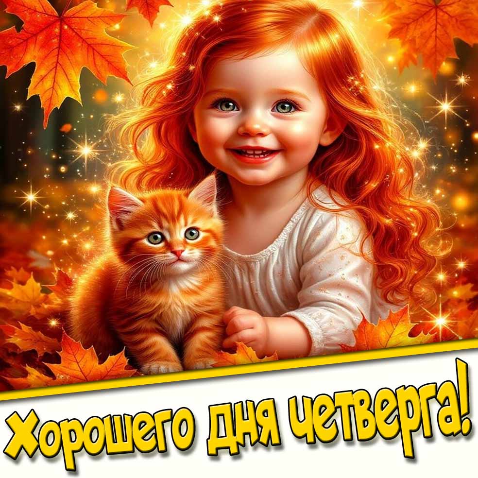 Хорошего дня четверга! - детская осенняя картинка
