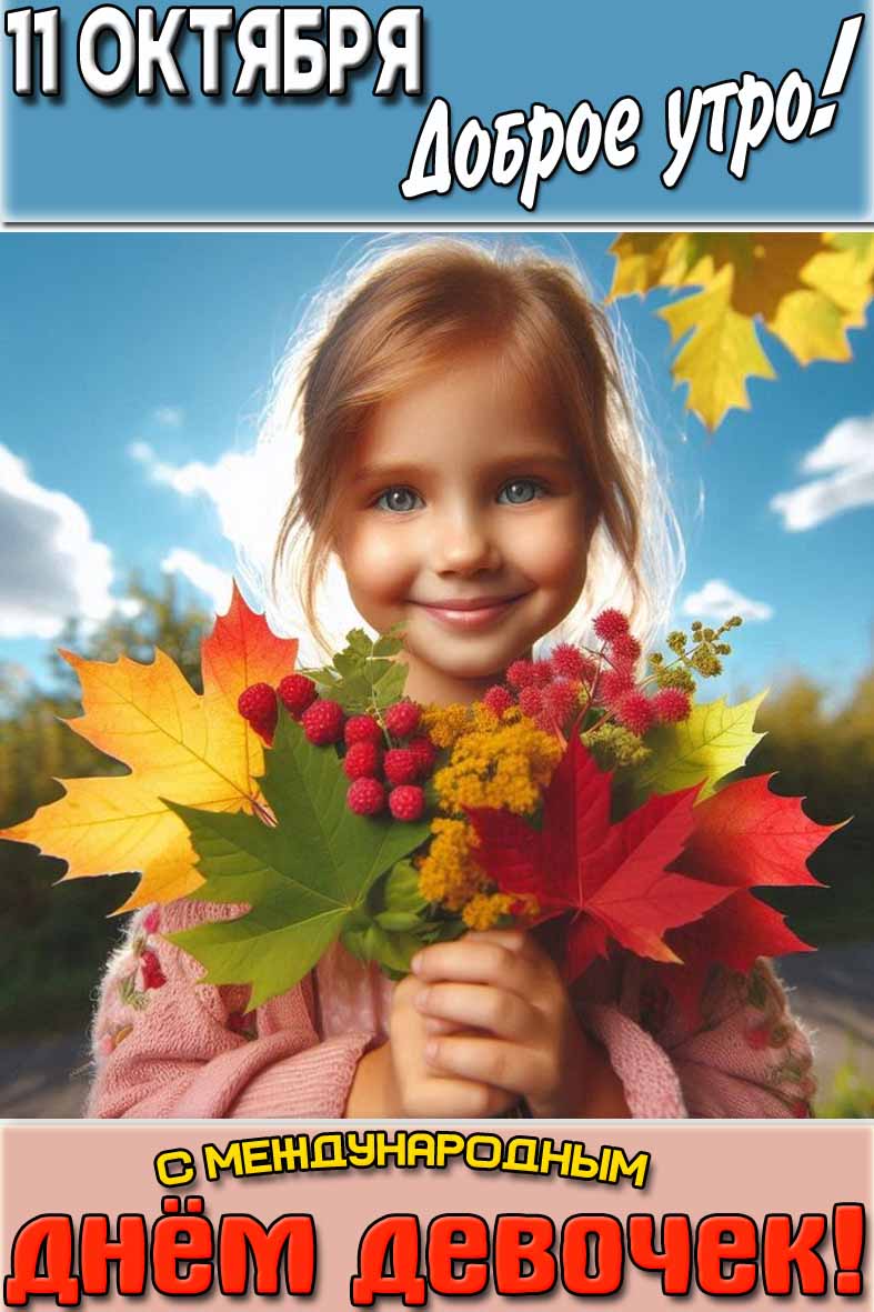 Открытка "11 октября доброе утро! С Международным днём девочек!"