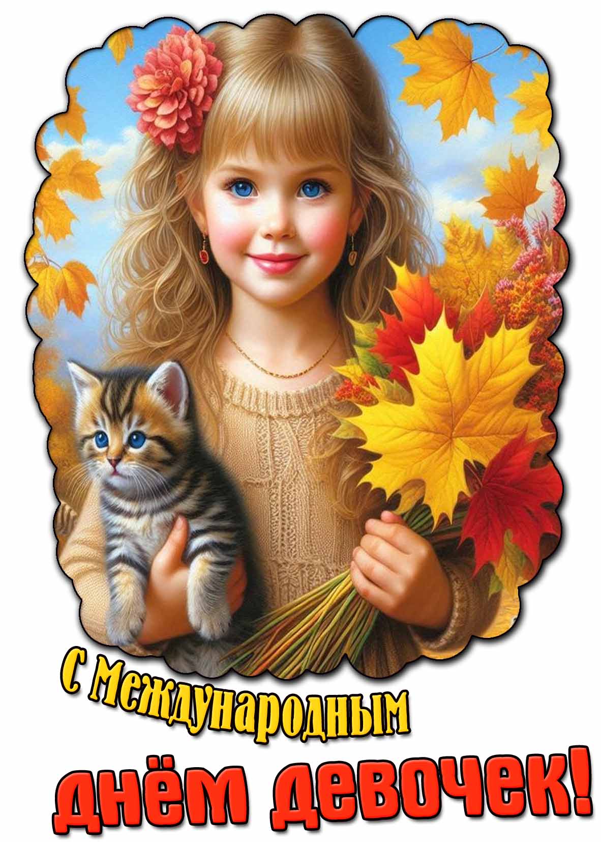 Красивая открытка с международным днём девочек