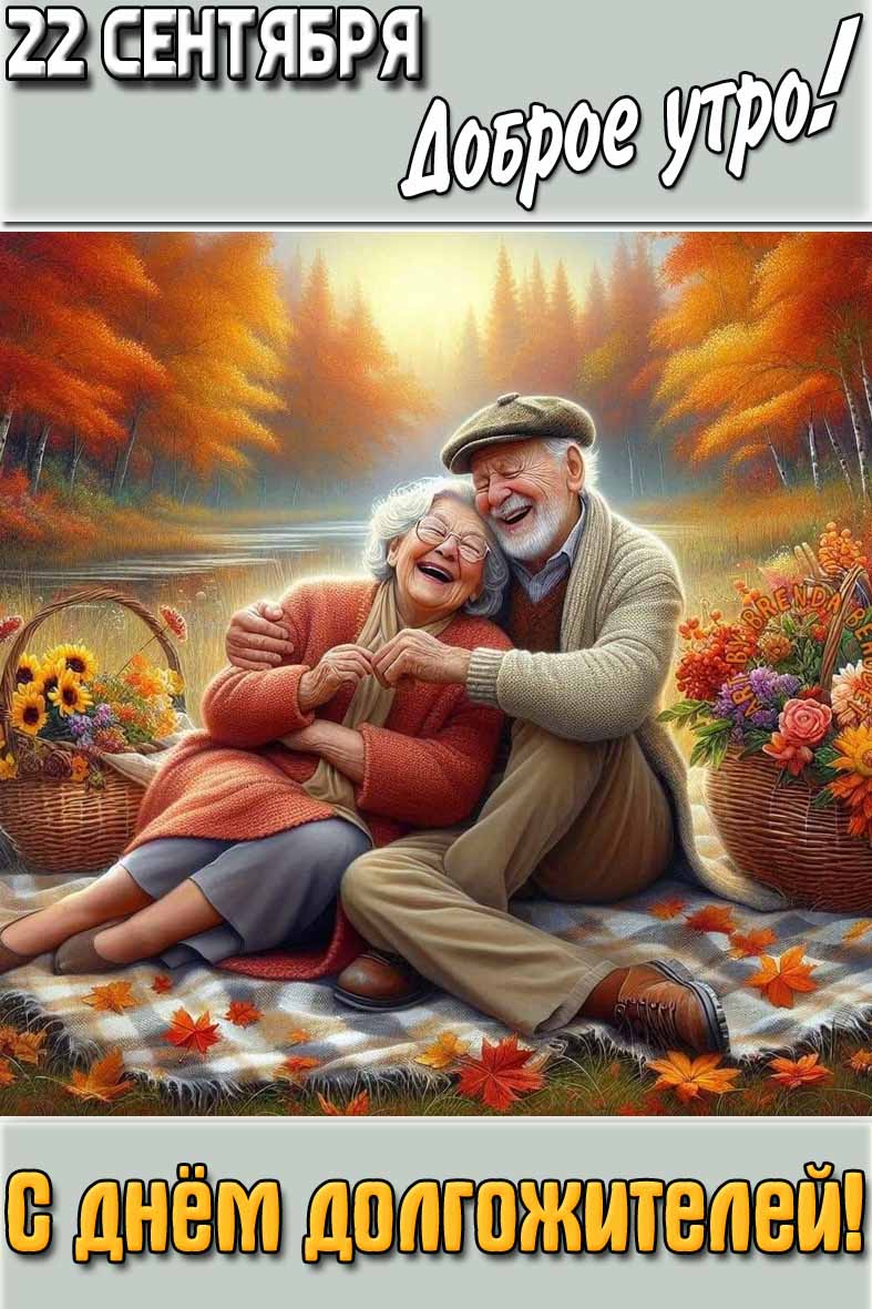 Осенняя открытка "22 сентября доброе утро! С днём долгожителей!"
