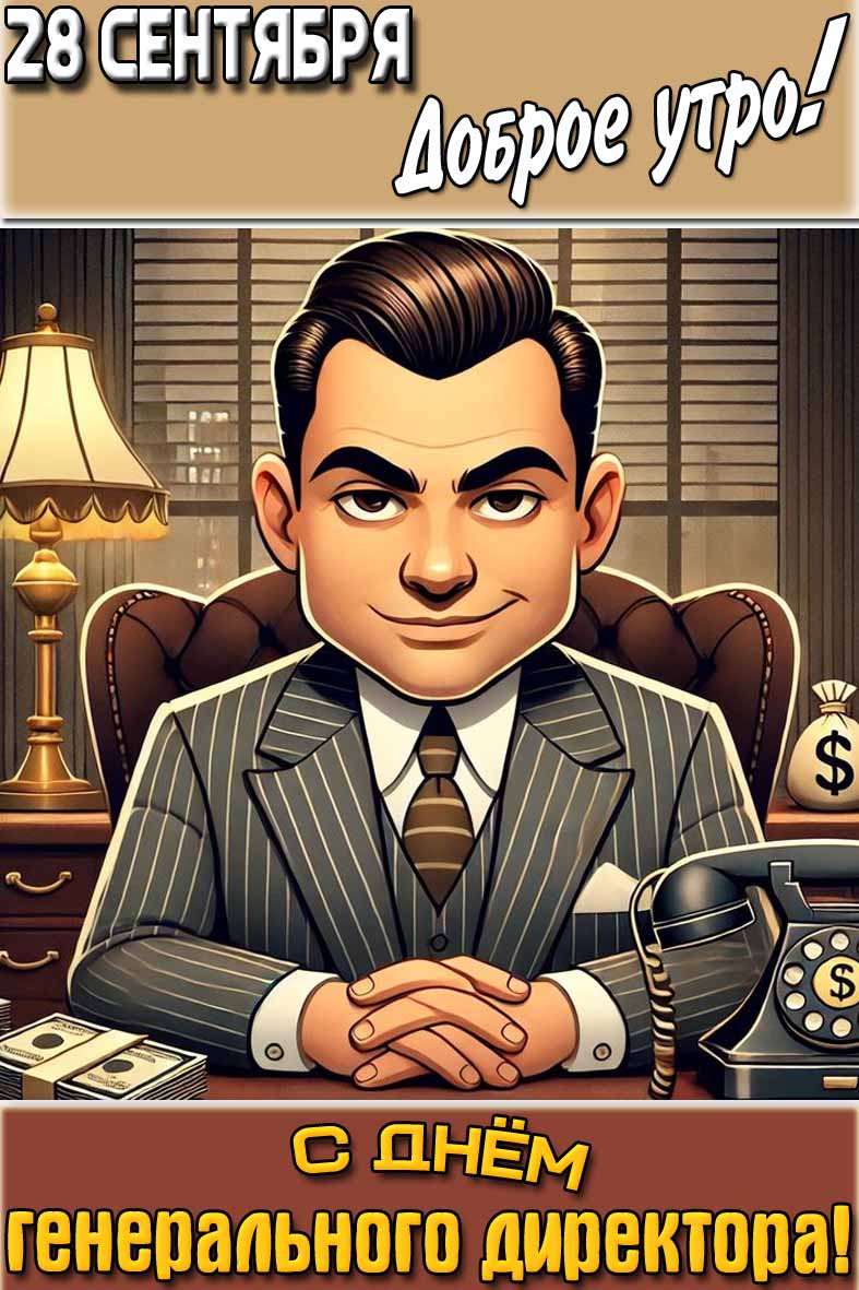Открытка "28 сентября доброе утро! С днём генерального директора!"