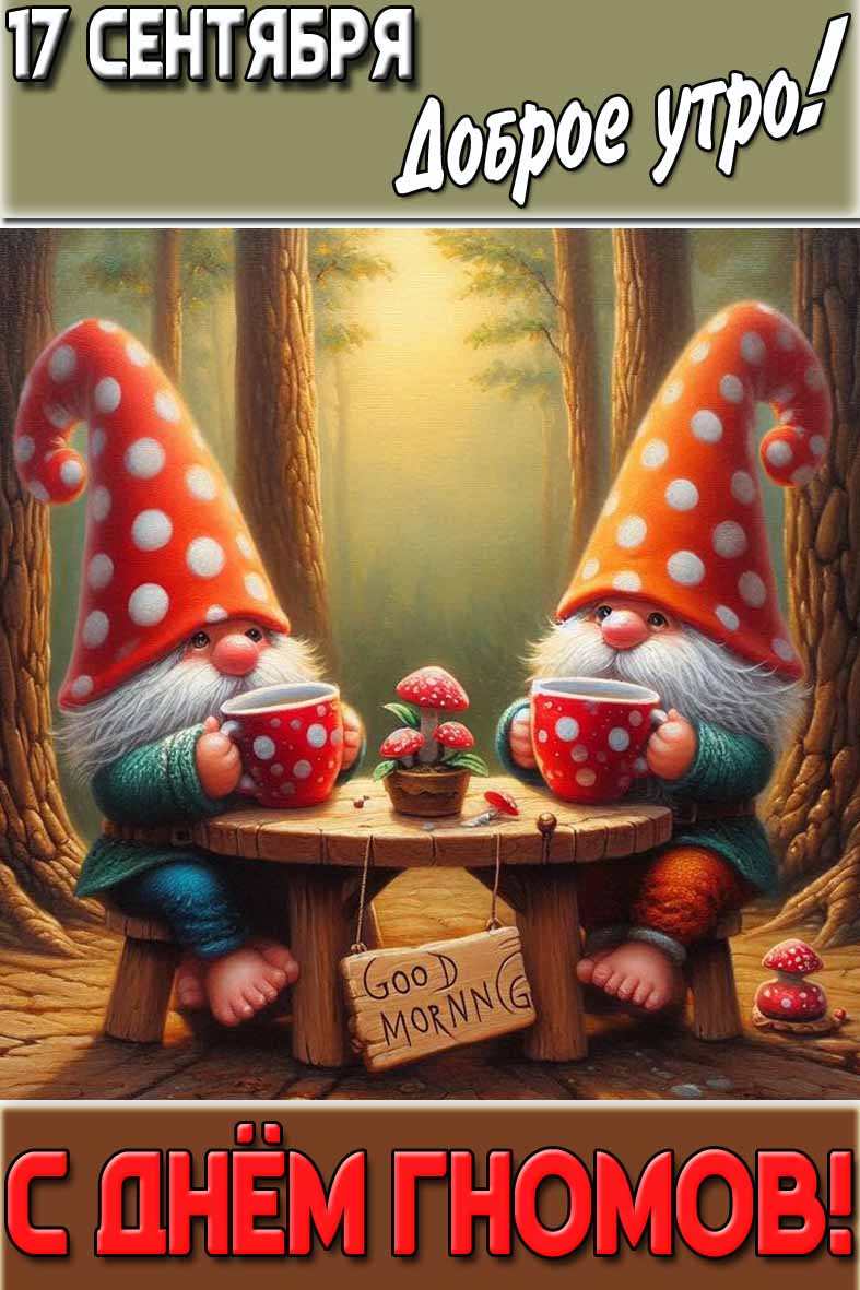 Картинка "17 сентября доброе утро! С днём гномов!"