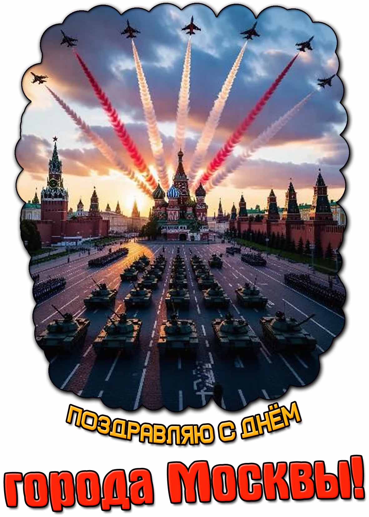Военная открытка "Поздравляю с днём города Москвы!"