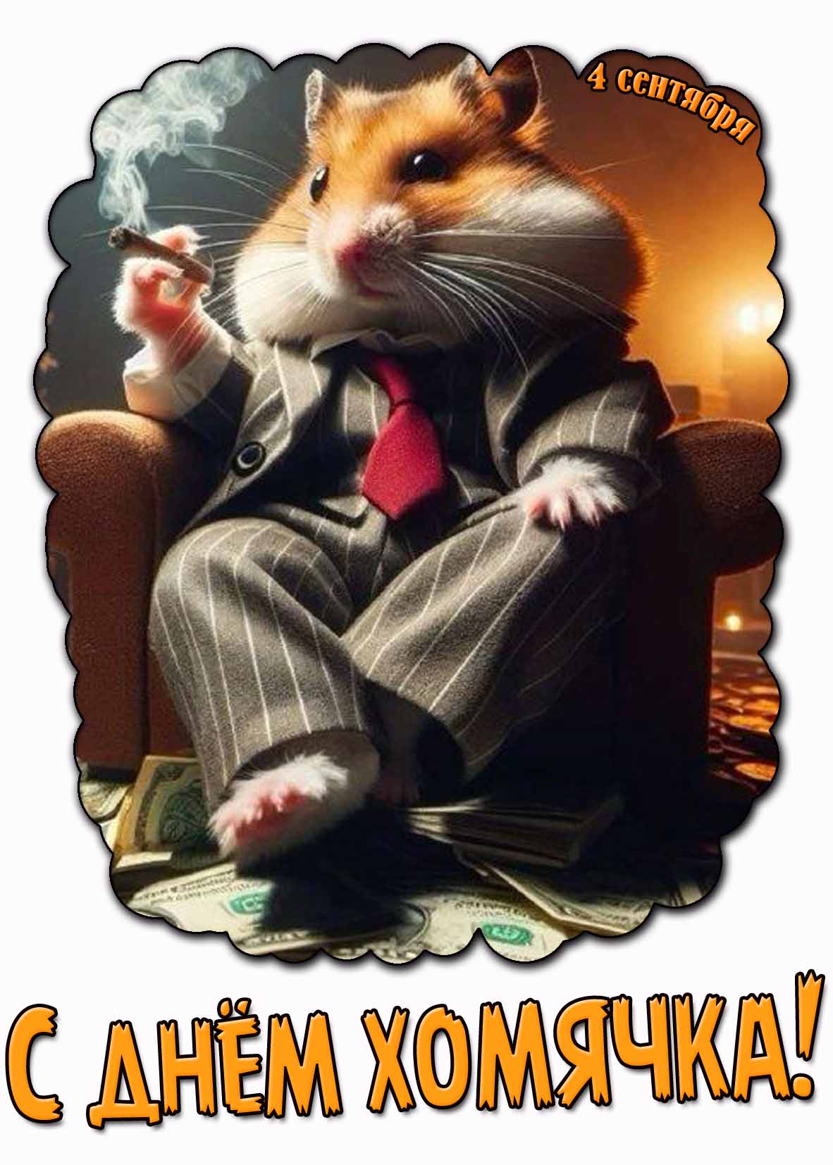 Прикольная открытка с днём хомячка - 4 сентября