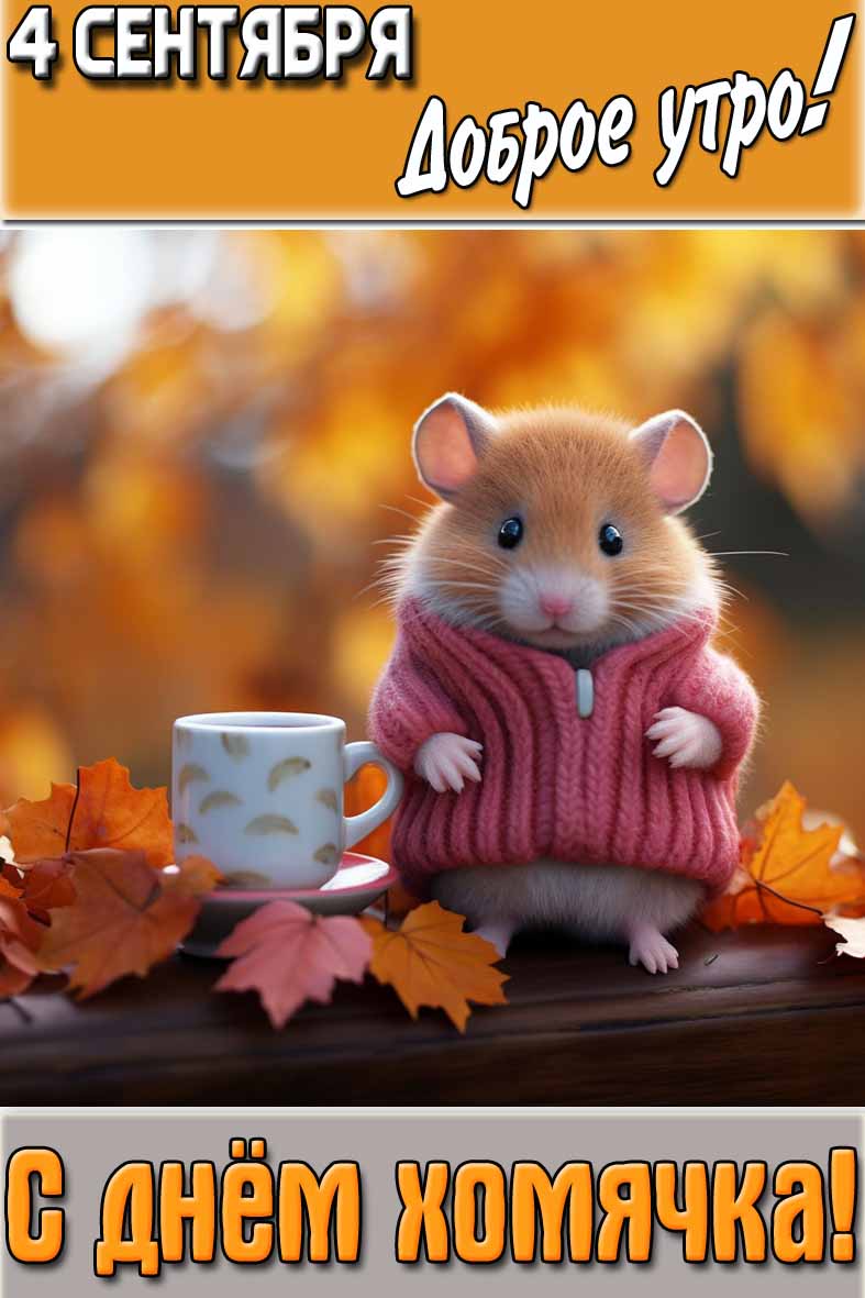 Открытка "4 сентября доброе утро! С днём хомячка!"