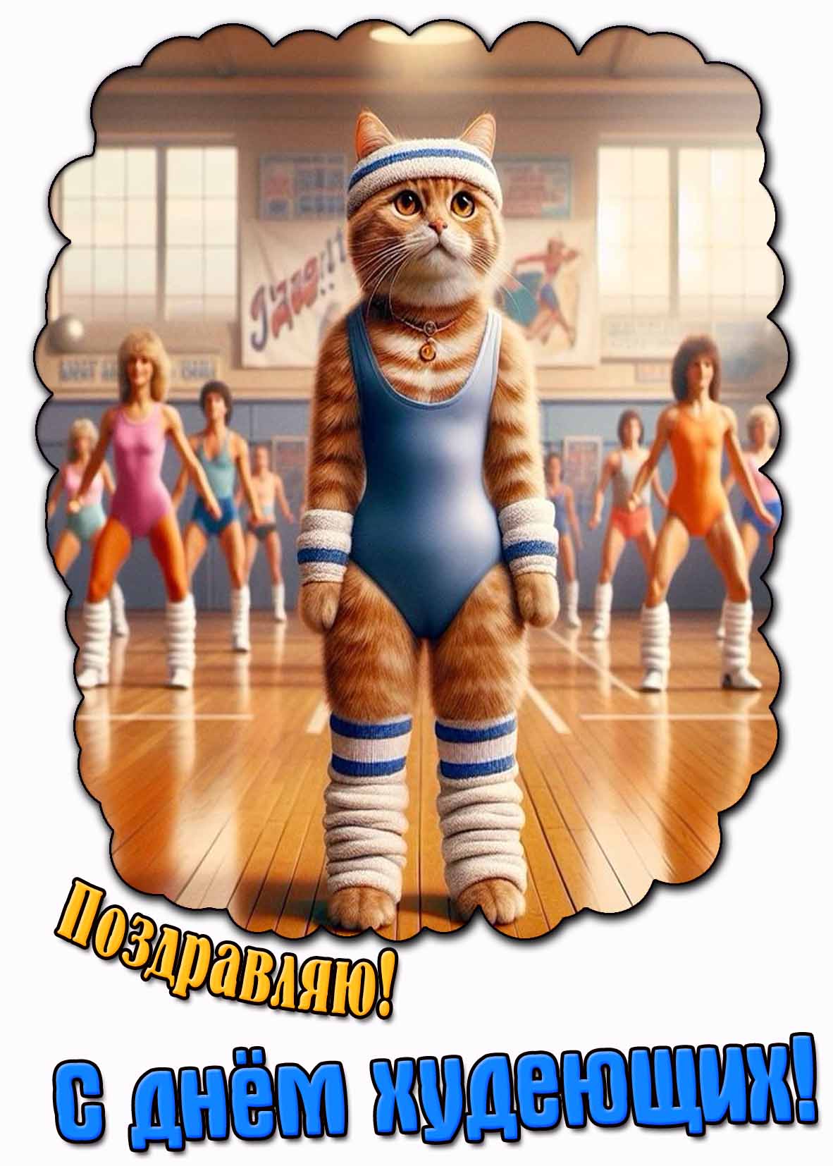 С днём худеющих! - мультяшная картинка с кошкой