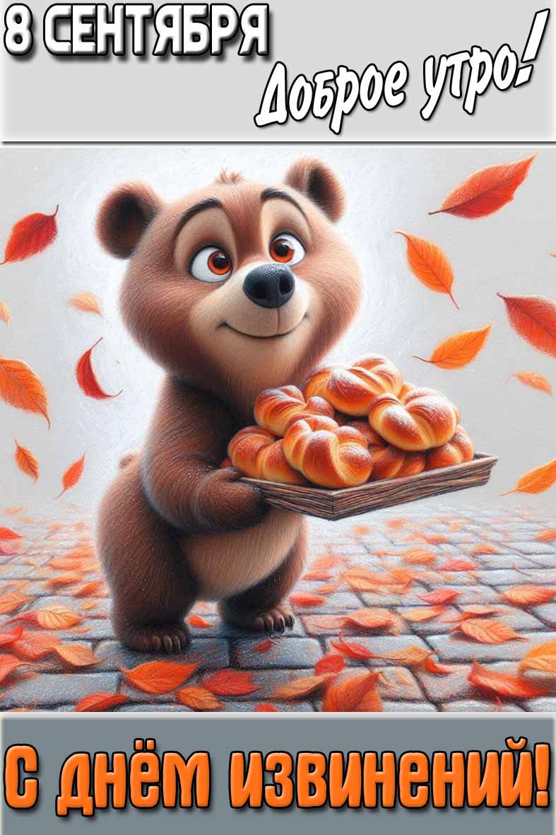 Осенняя открытка "8 сентября доброе утро! С днём извинений!"