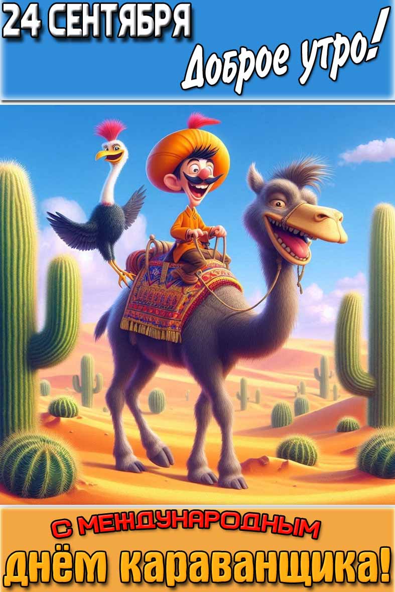 Открытка "24 сентября доброе утро! С Международным днём караванщика!"