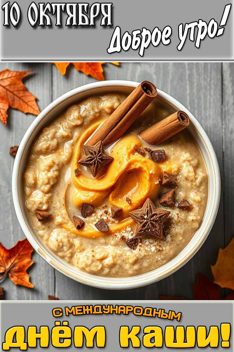 Открытки "10 октября доброе утро! С международным днём каши!"