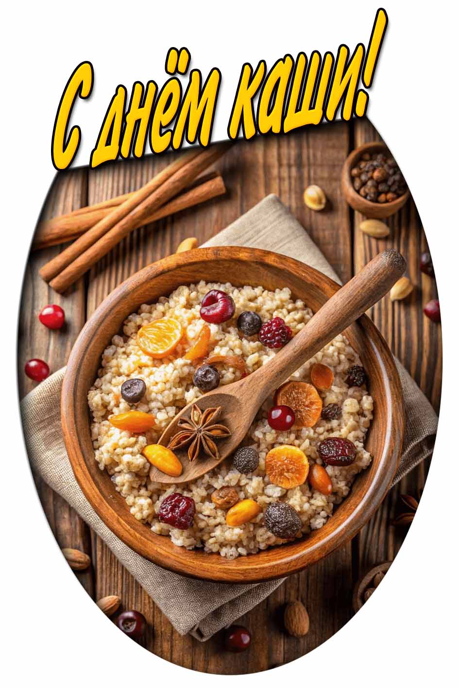 Красивая и аппетитная открытка для поздравления : С днём каши!