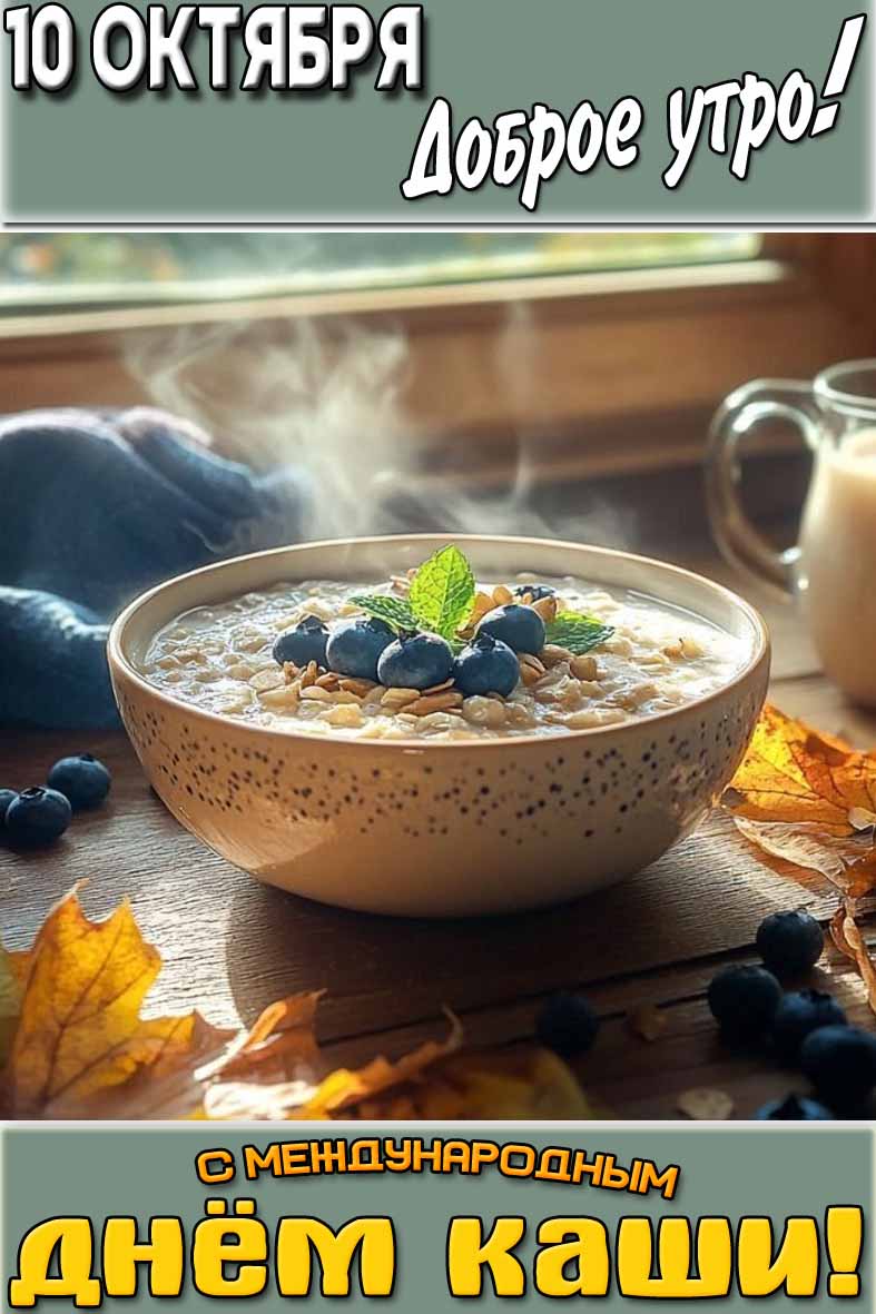 Картинка "10 октября доброе утро! С международным днём каши!"