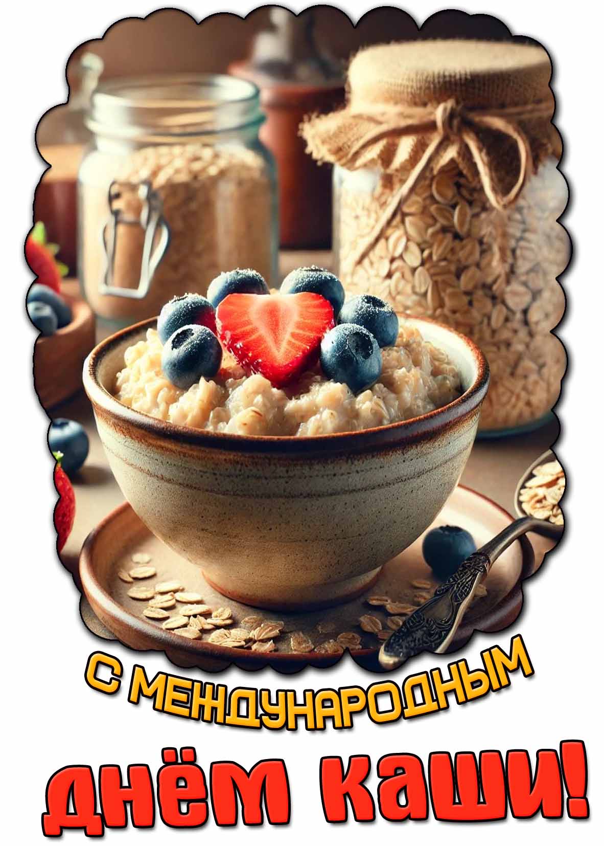 Красивая открытка с международным днём каши